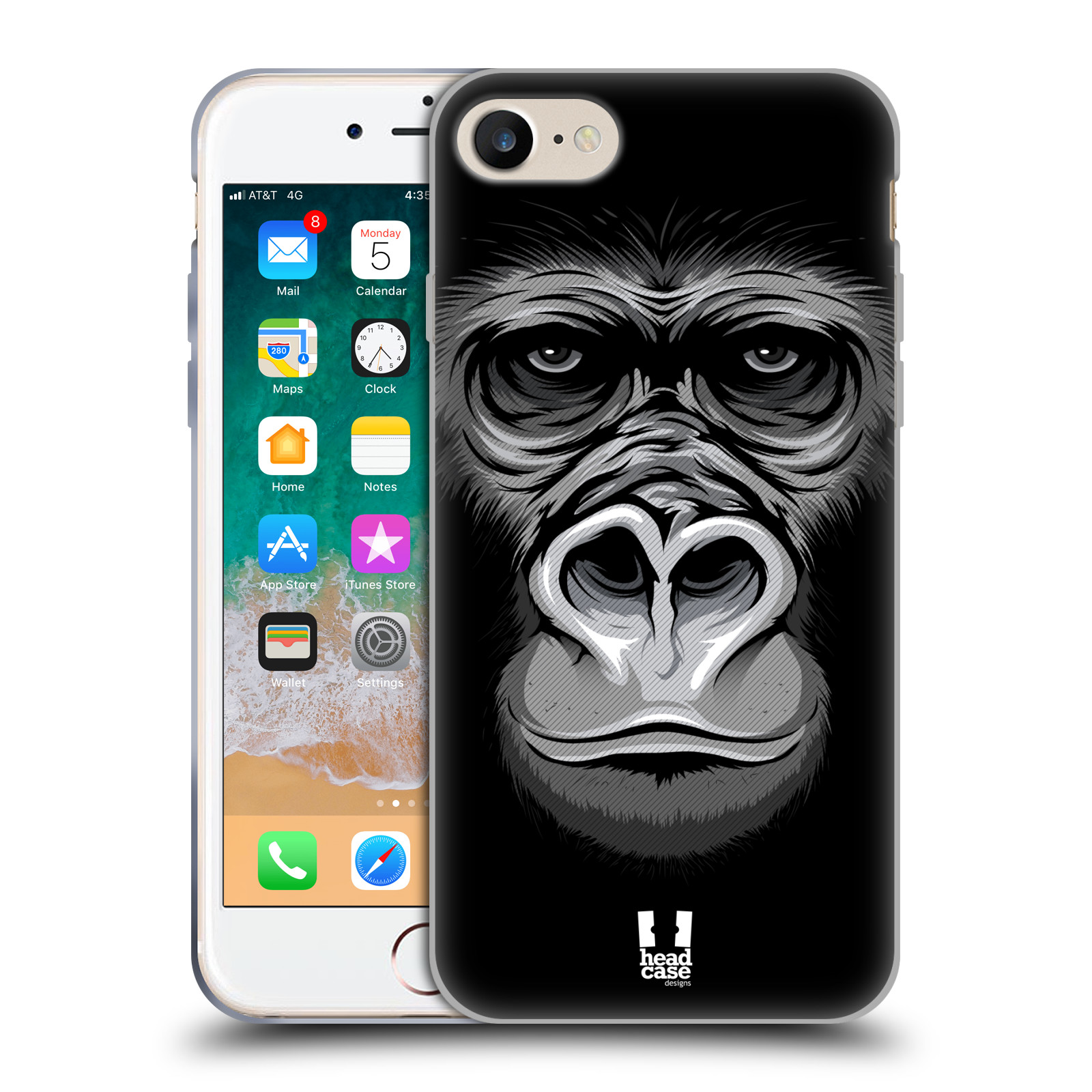 HEAD CASE silikonový obal na mobil Apple Iphone 7 vzor Zvíře kreslená tvář 2 gorila