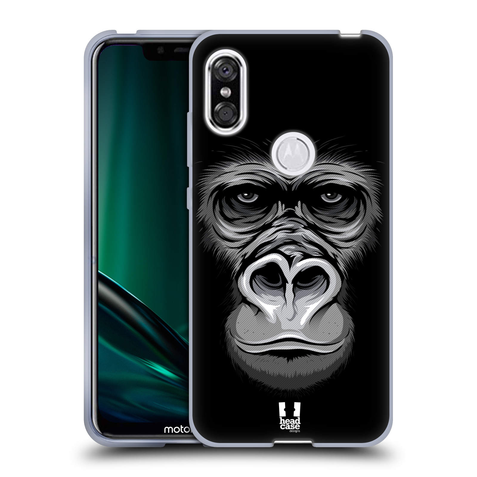 Pouzdro na mobil Motorola ONE vzor Zvíře kreslená tvář 2 gorila