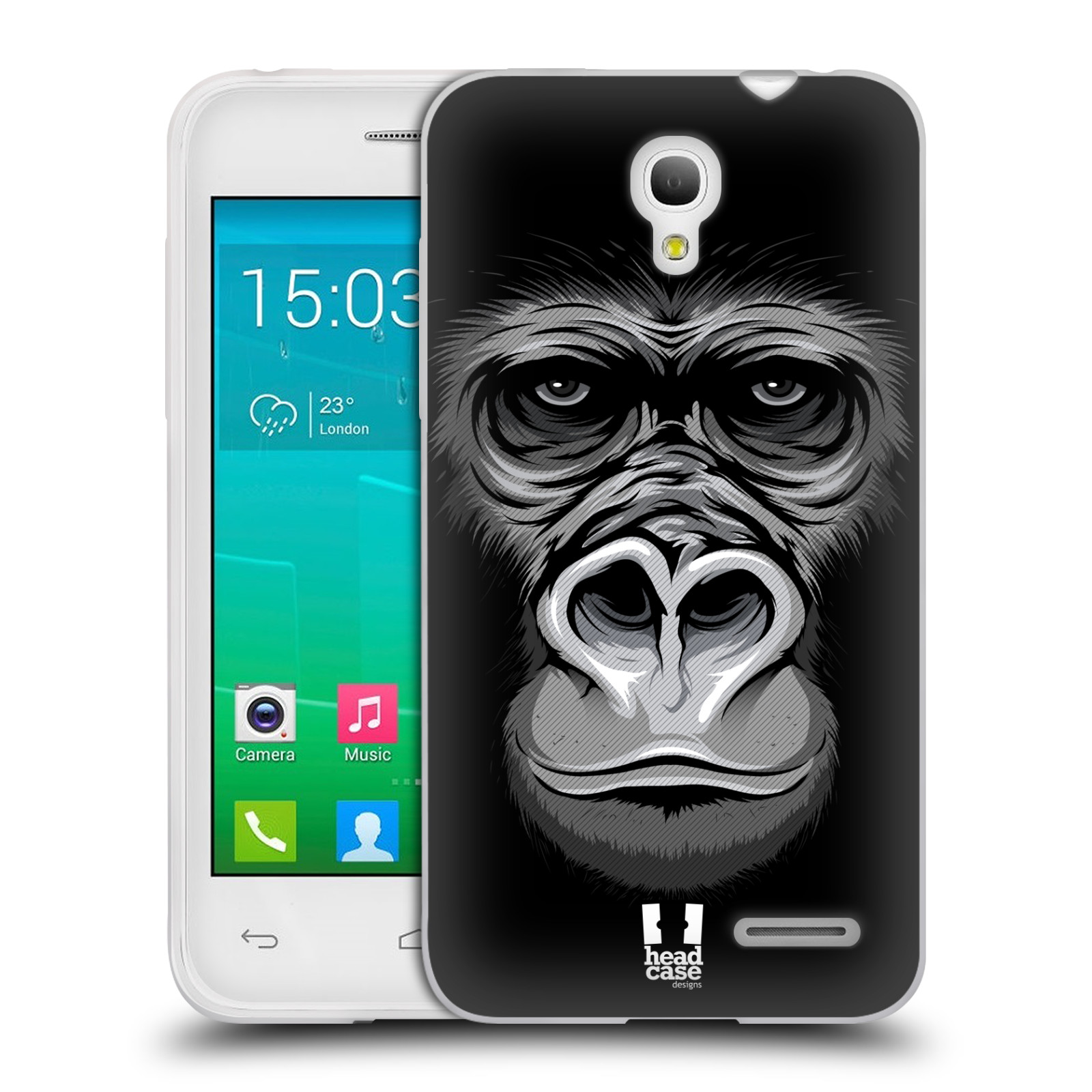 HEAD CASE silikonový obal na mobil Alcatel POP S3 OT-5050Y vzor Zvíře kreslená tvář 2 gorila