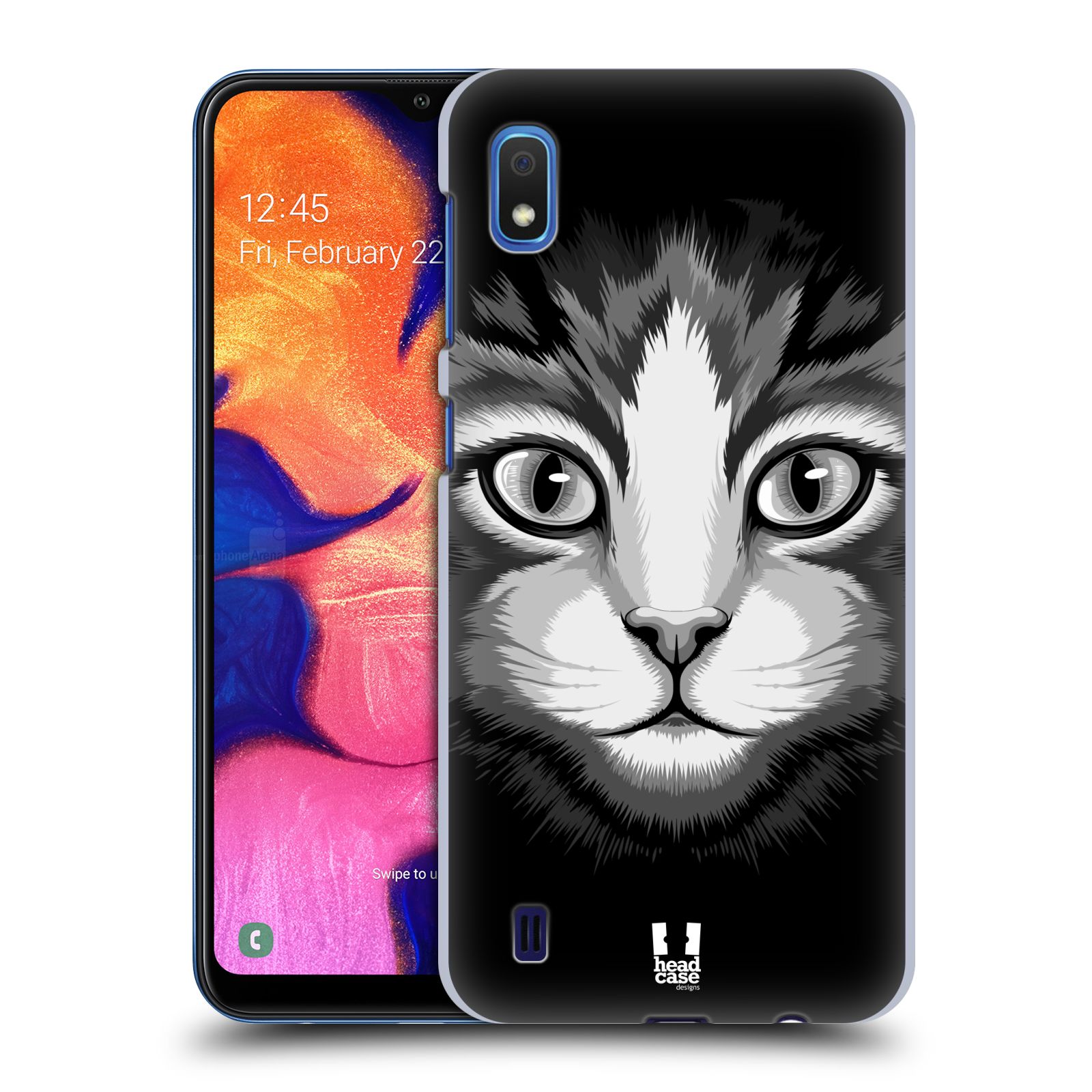 Pouzdro na mobil Samsung Galaxy A10 - HEAD CASE - vzor Zvíře kreslená tvář 2 kočička
