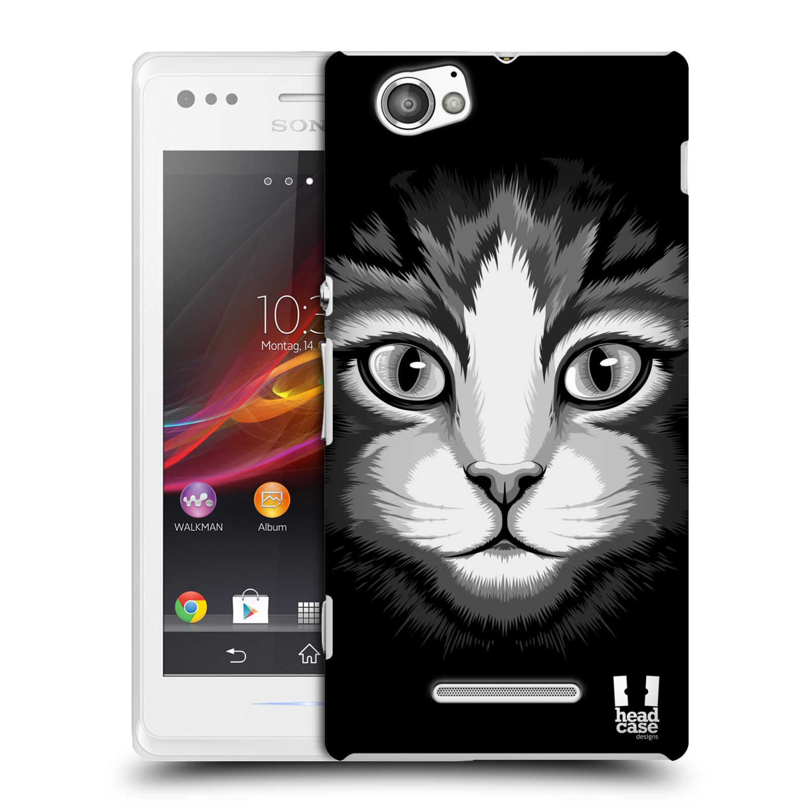 HEAD CASE plastový obal na mobil Sony Xperia M vzor Zvíře kreslená tvář 2 kočička