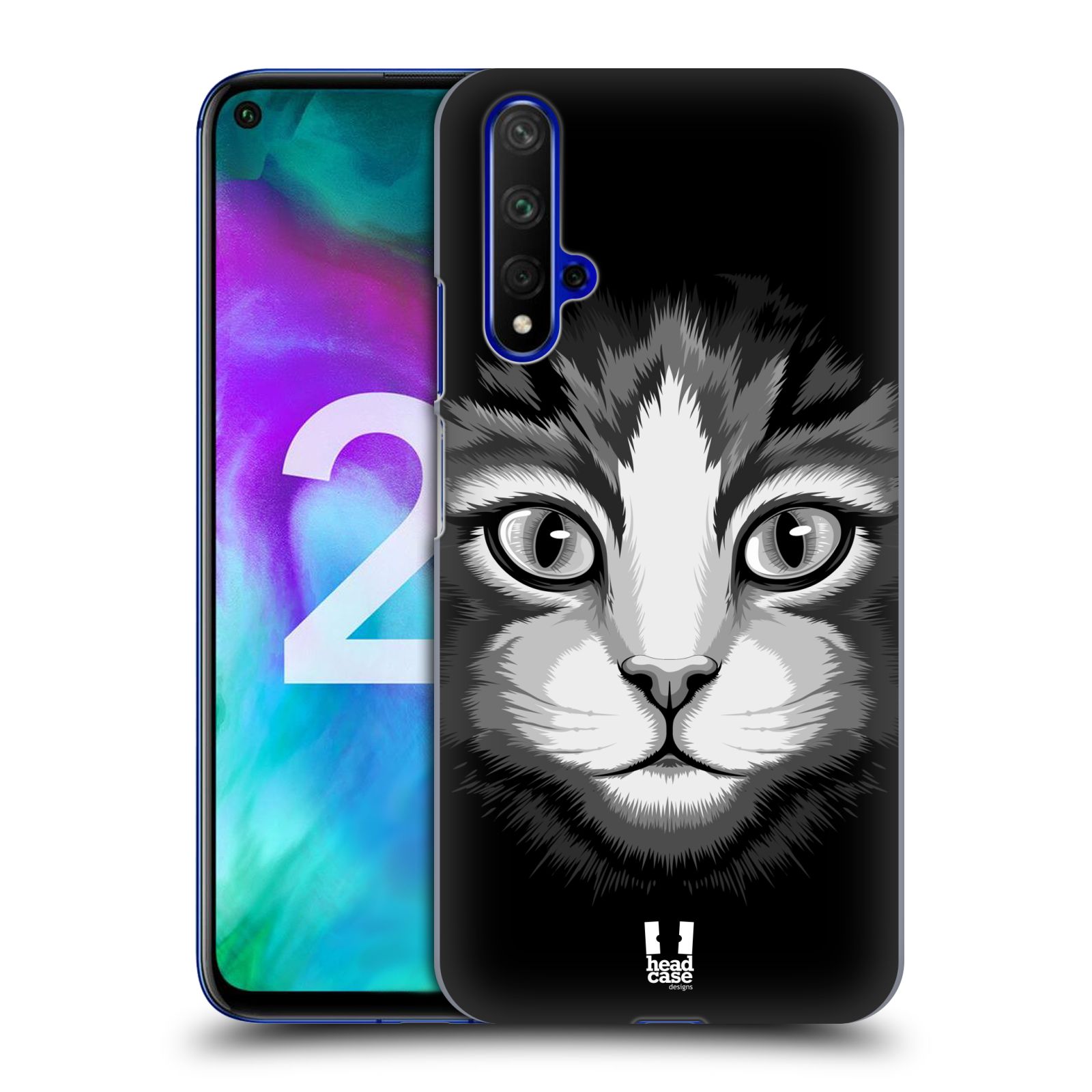 Pouzdro na mobil Honor 20 - HEAD CASE - vzor Zvíře kreslená tvář 2 kočička