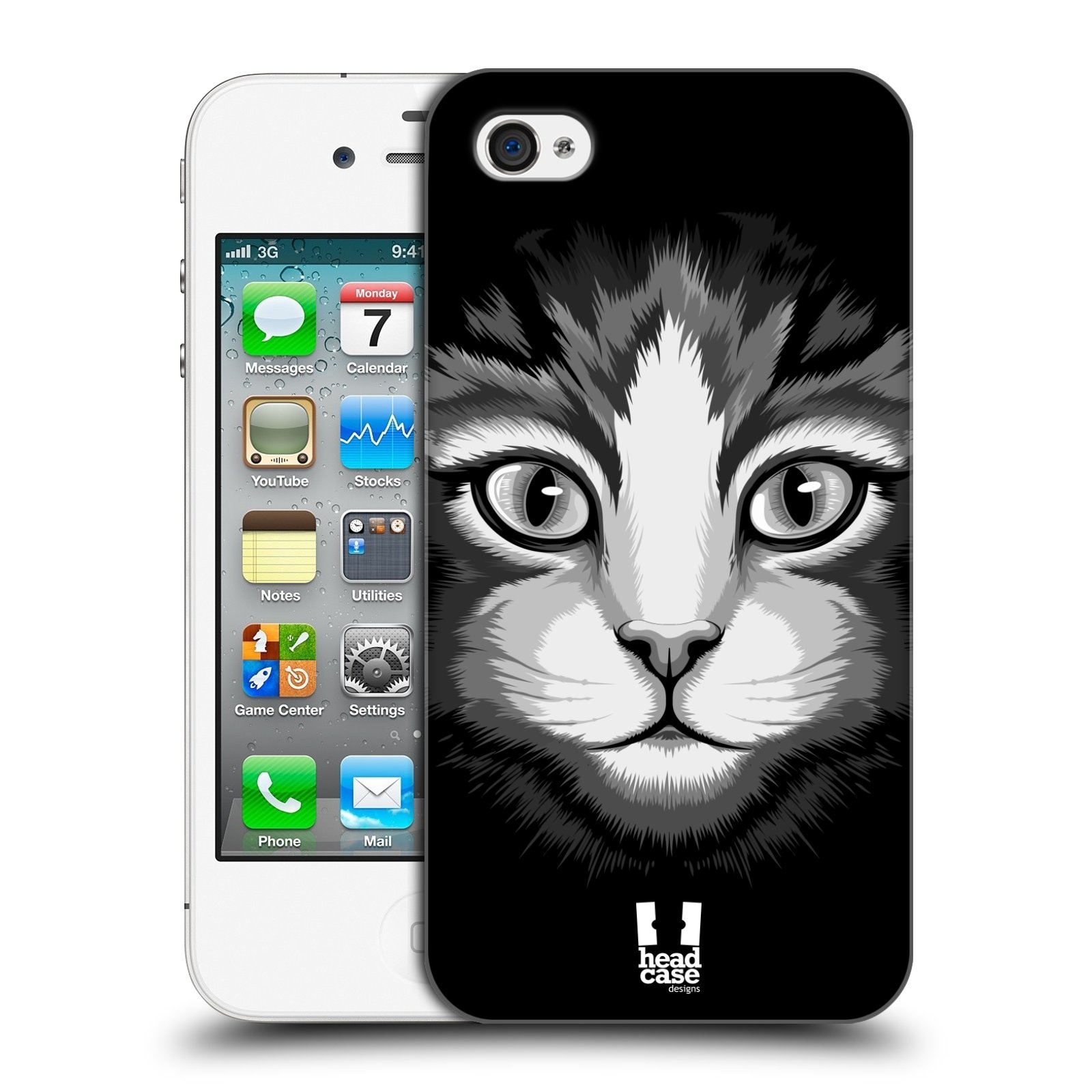 HEAD CASE plastový obal na mobil Apple Iphone 4/4S vzor Zvíře kreslená tvář 2 kočička