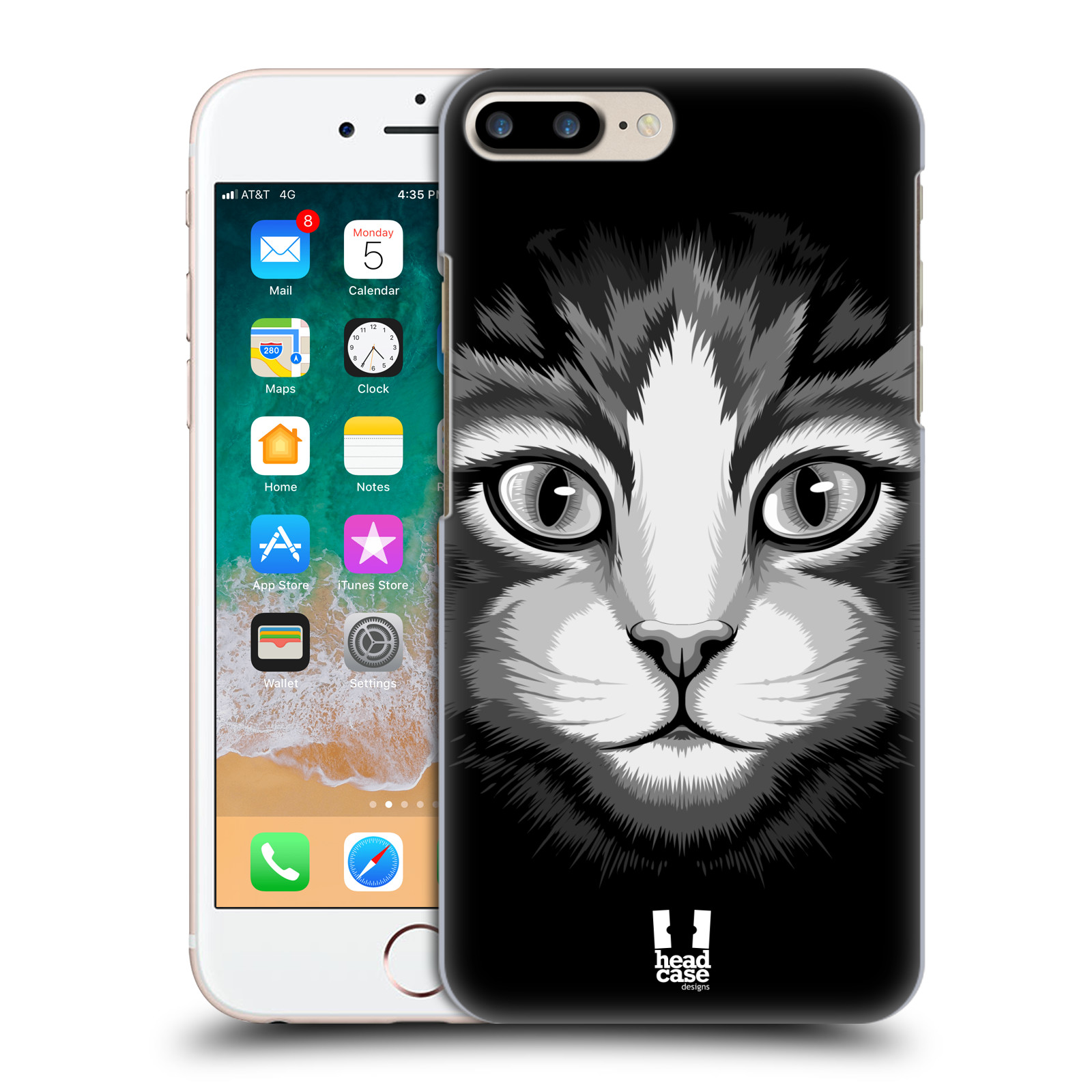 HEAD CASE plastový obal na mobil Apple Iphone 7 PLUS vzor Zvíře kreslená tvář 2 kočička