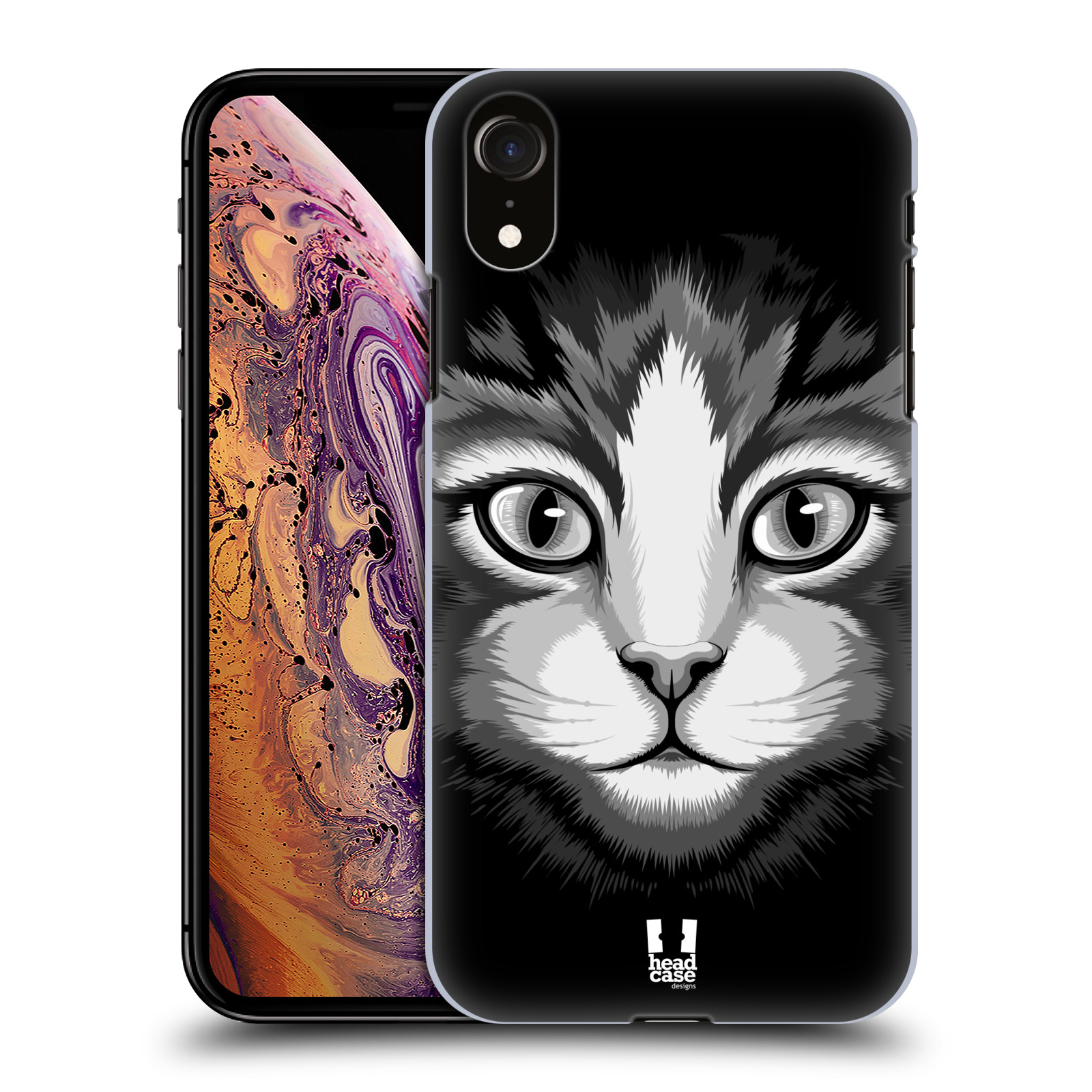 HEAD CASE plastový obal na mobil Apple Iphone XR vzor Zvíře kreslená tvář 2 kočička