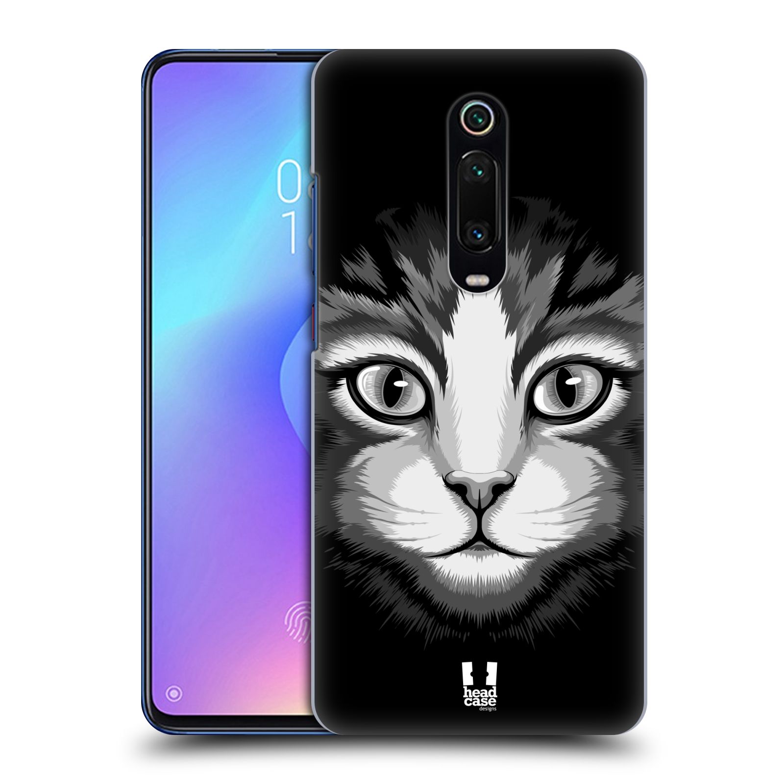 Pouzdro na mobil Xiaomi Mi 9T PRO - HEAD CASE - vzor Zvíře kreslená tvář 2 kočička