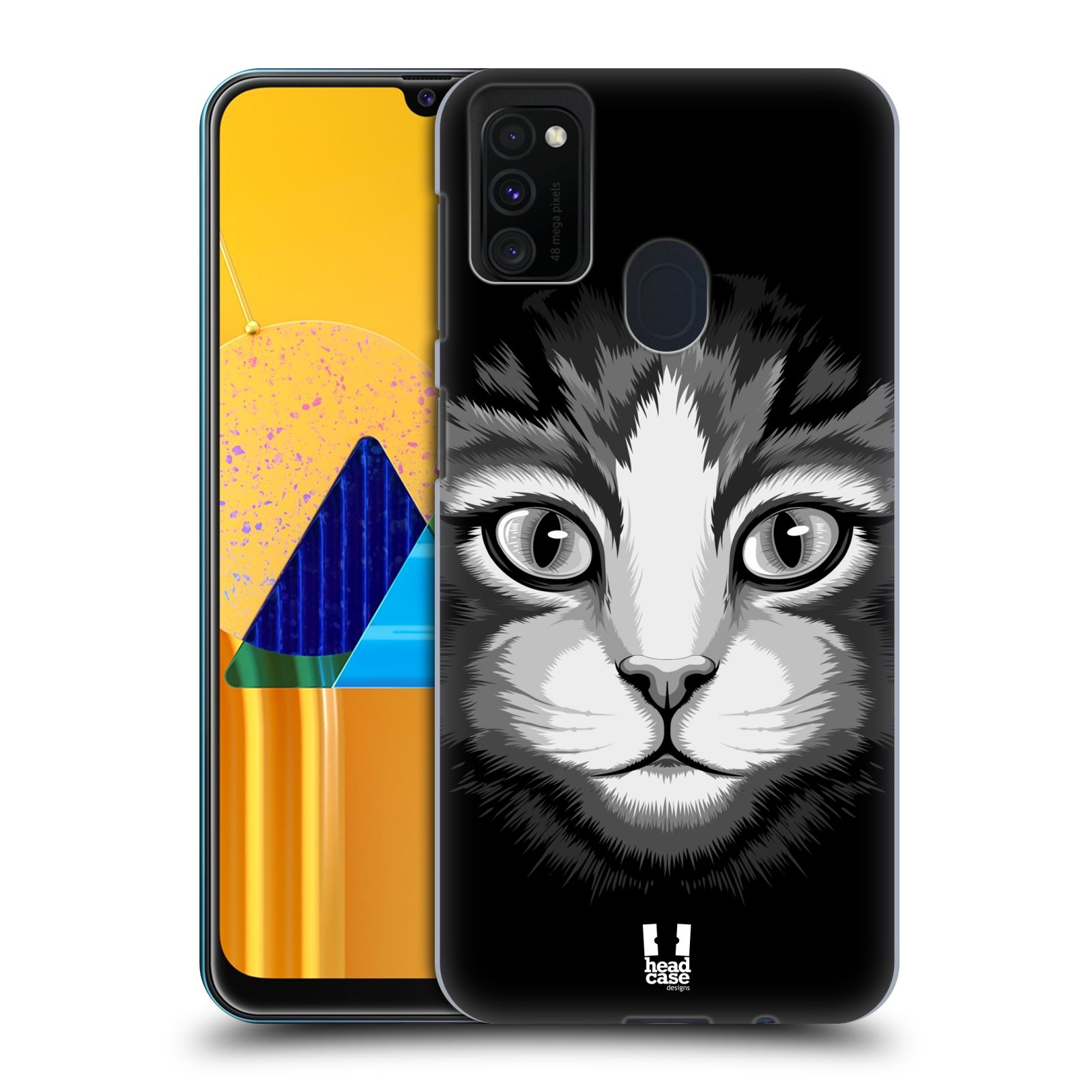 Zadní kryt na mobil Samsung Galaxy M21 vzor Zvíře kreslená tvář 2 kočička