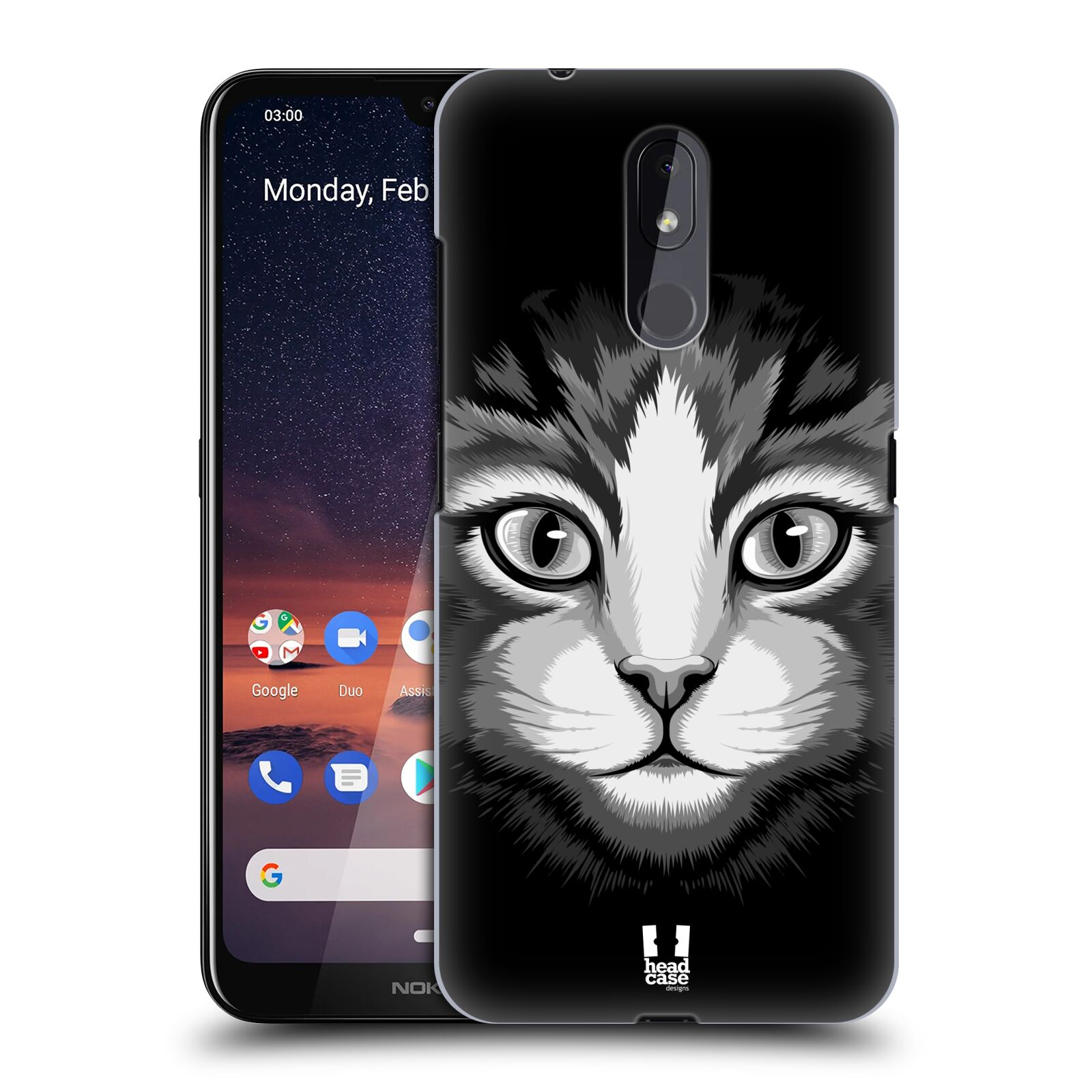 Pouzdro na mobil Nokia 3.2 - HEAD CASE - vzor Zvíře kreslená tvář 2 kočička