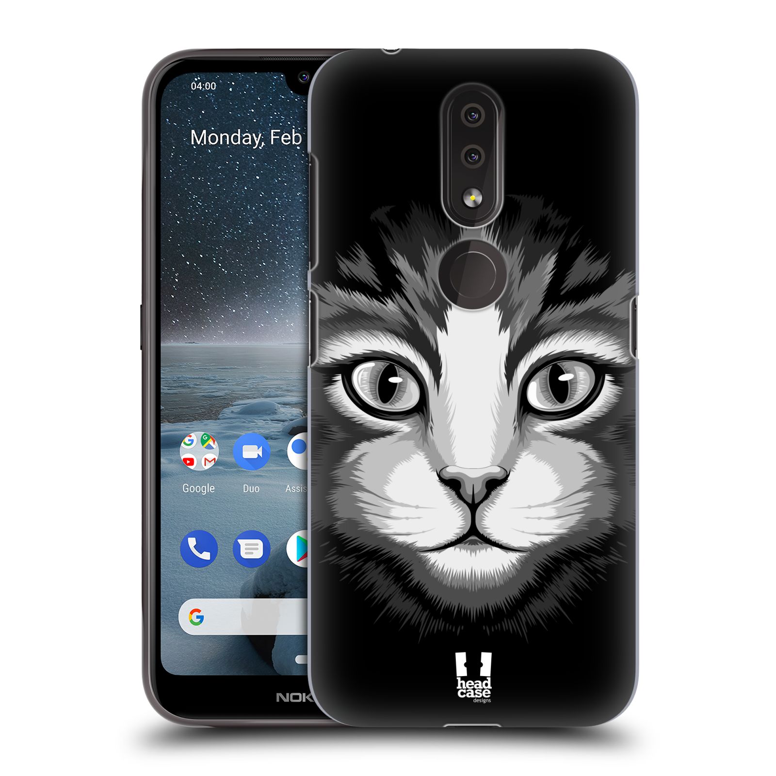 Pouzdro na mobil Nokia 4.2 - HEAD CASE - vzor Zvíře kreslená tvář 2 kočička