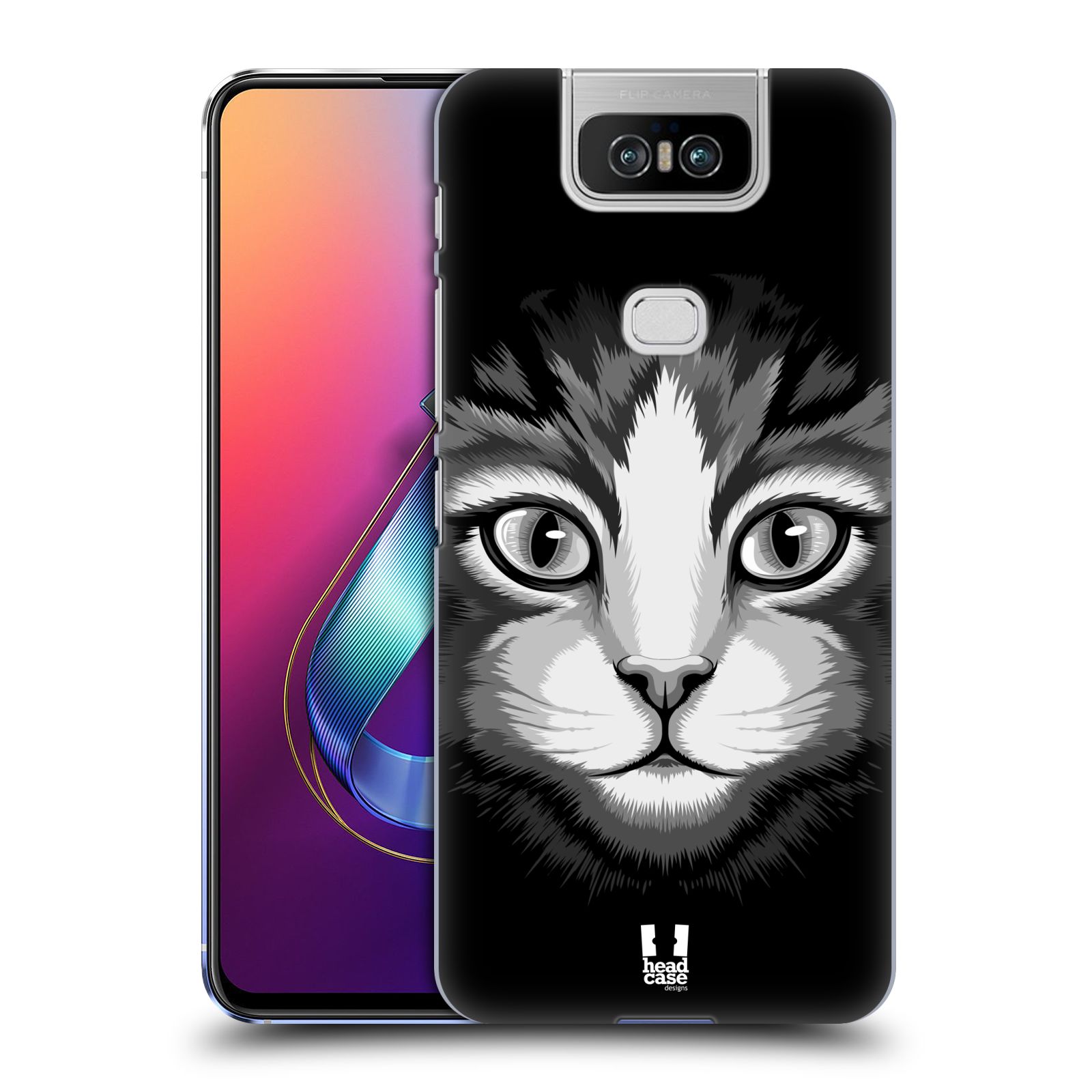 Pouzdro na mobil Asus Zenfone 6 ZS630KL - HEAD CASE - vzor Zvíře kreslená tvář 2 kočička