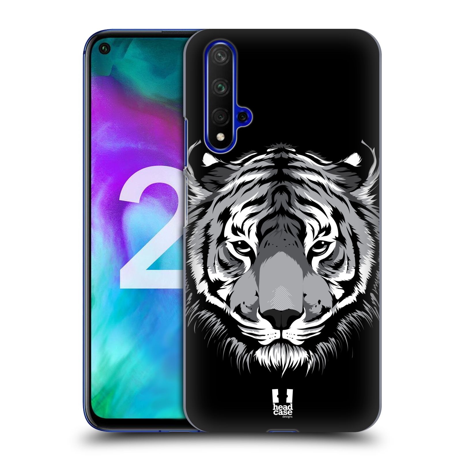 Pouzdro na mobil Honor 20 - HEAD CASE - vzor Zvíře kreslená tvář 2 tygr