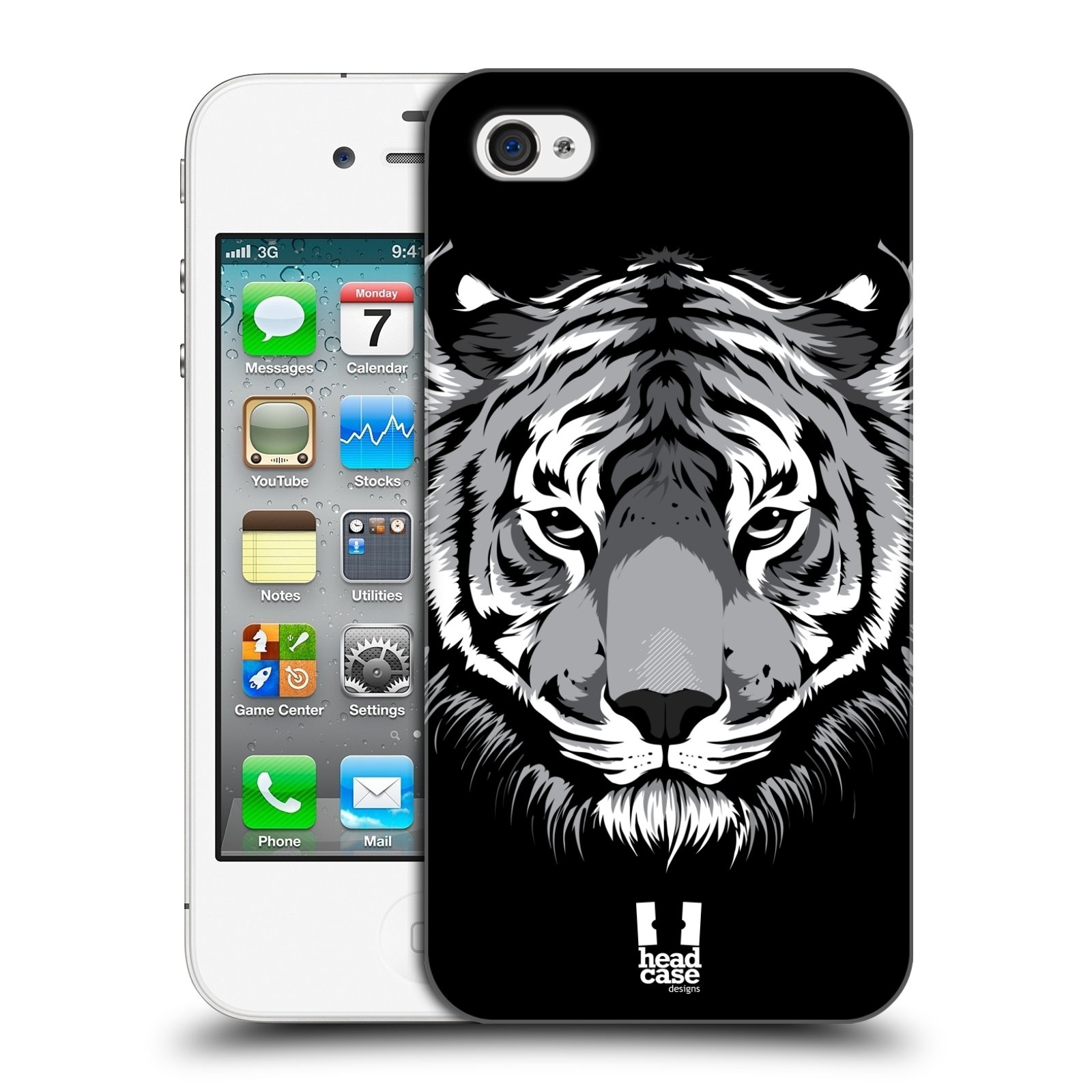 HEAD CASE plastový obal na mobil Apple Iphone 4/4S vzor Zvíře kreslená tvář 2 tygr