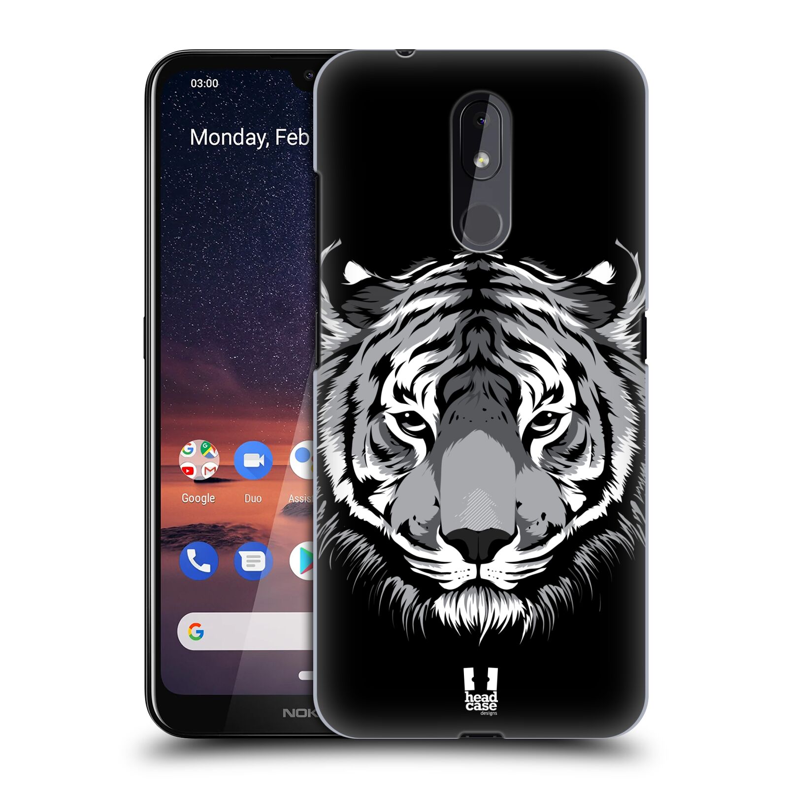 Pouzdro na mobil Nokia 3.2 - HEAD CASE - vzor Zvíře kreslená tvář 2 tygr