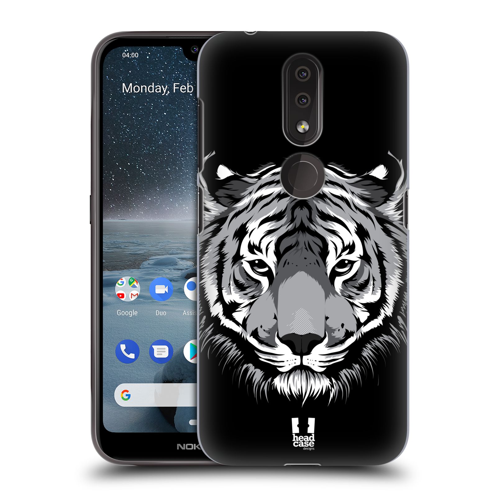 Pouzdro na mobil Nokia 4.2 - HEAD CASE - vzor Zvíře kreslená tvář 2 tygr