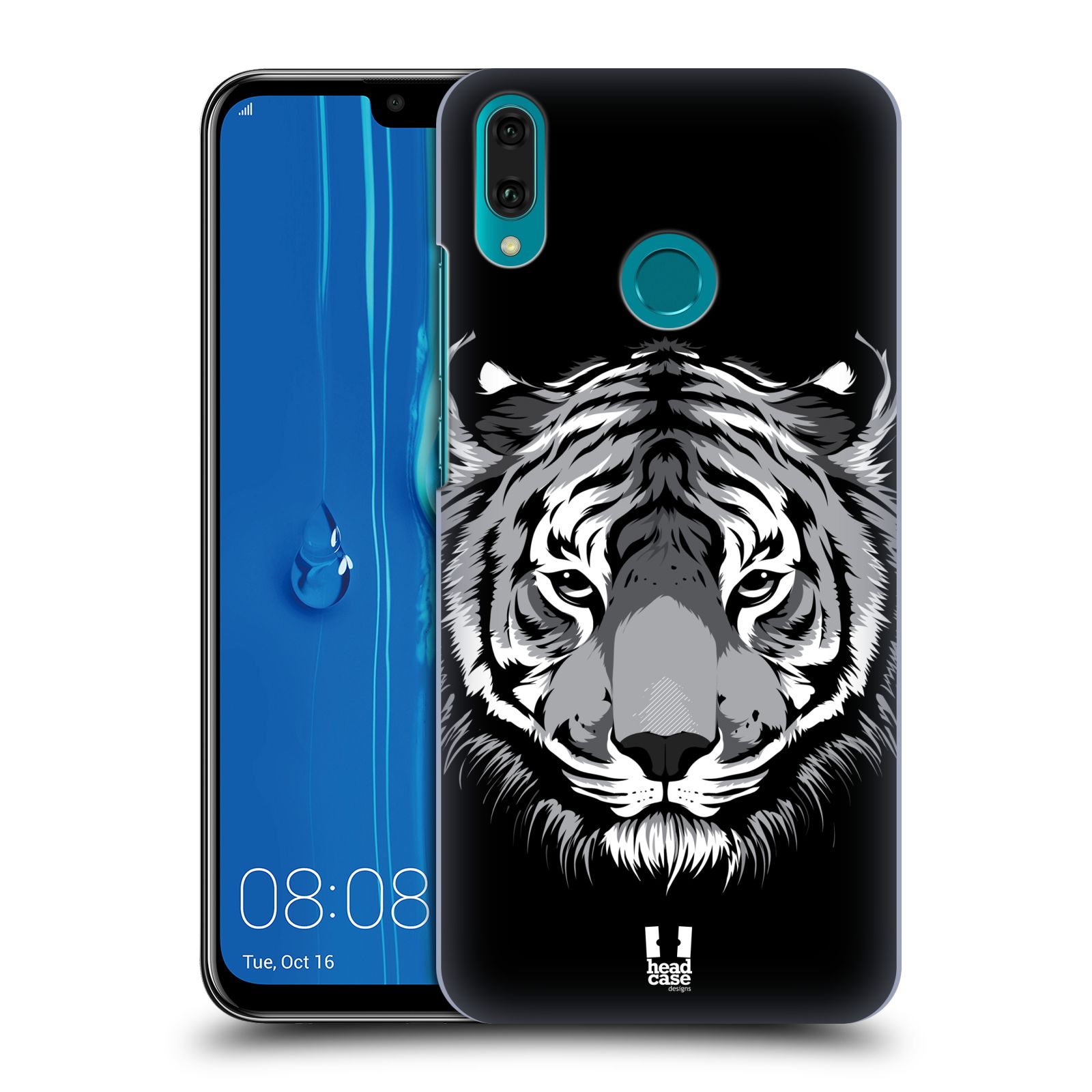 Pouzdro na mobil Huawei Y9 2019 - HEAD CASE - vzor Zvíře kreslená tvář 2 tygr