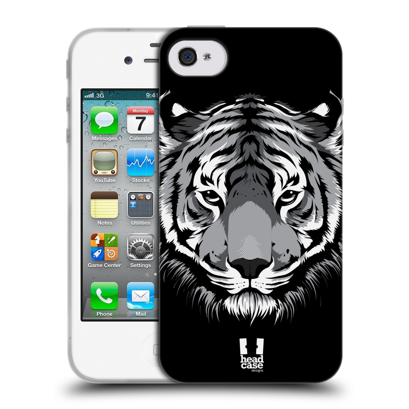 HEAD CASE silikonový obal na mobil Apple Iphone 4/4S vzor Zvíře kreslená tvář 2 tygr
