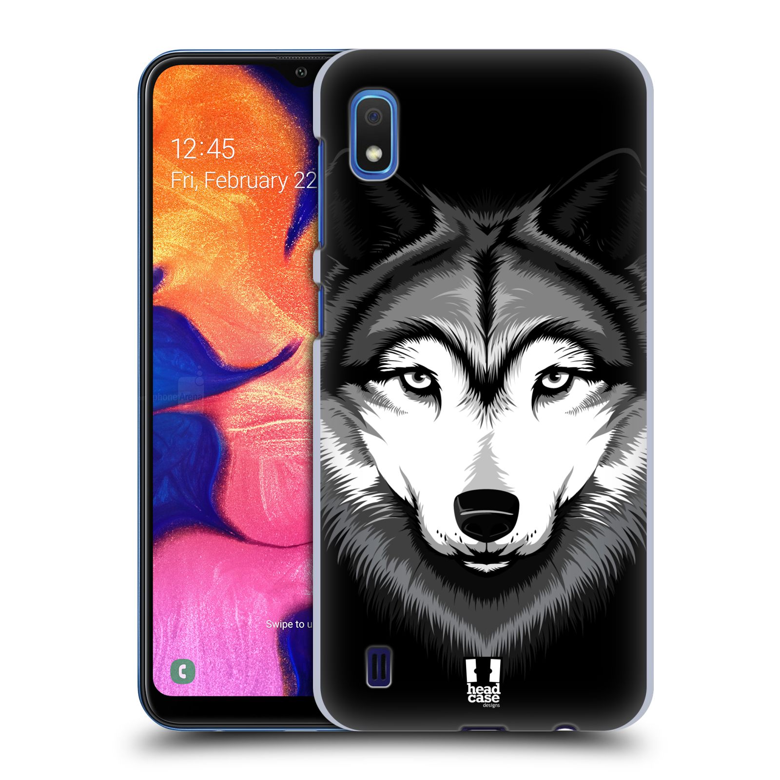 Pouzdro na mobil Samsung Galaxy A10 - HEAD CASE - vzor Zvíře kreslená tvář 2 vlk