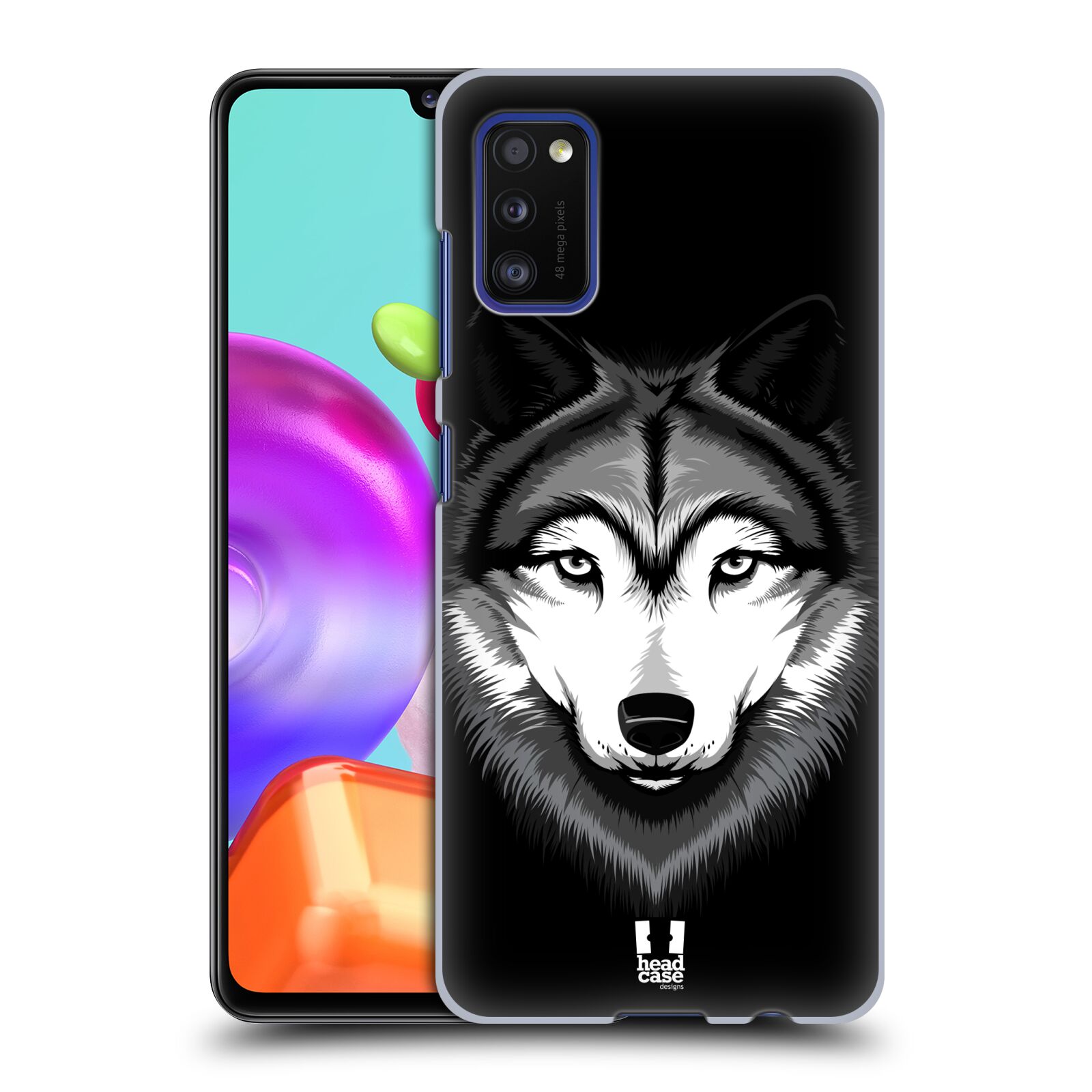 Zadní kryt na mobil Samsung Galaxy A41 vzor Zvíře kreslená tvář 2 vlk