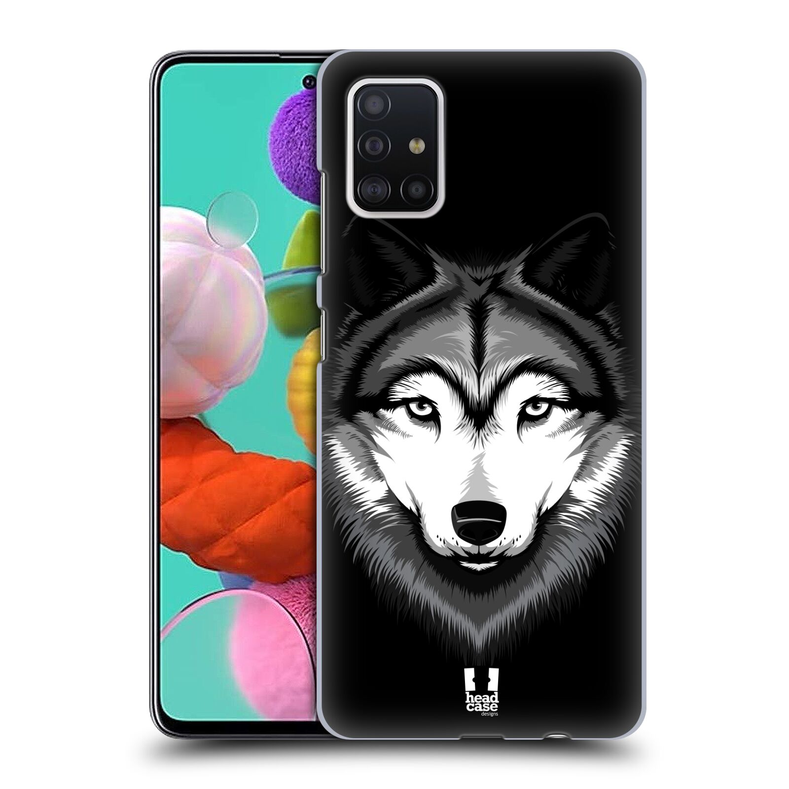 Pouzdro na mobil Samsung Galaxy A51 - HEAD CASE - vzor Zvíře kreslená tvář 2 vlk