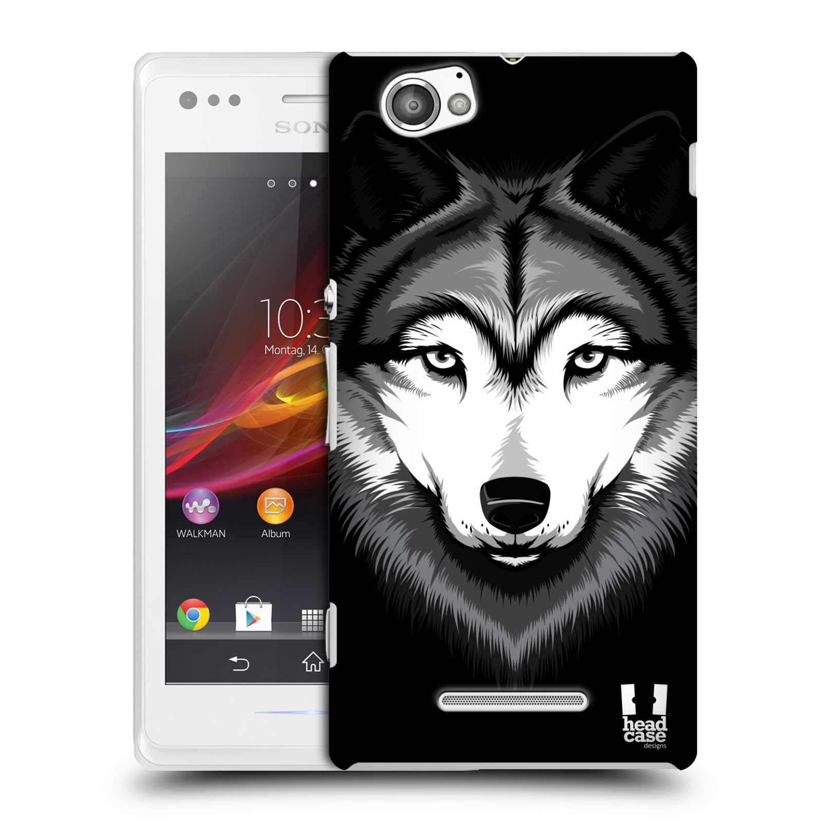 HEAD CASE plastový obal na mobil Sony Xperia M vzor Zvíře kreslená tvář 2 vlk