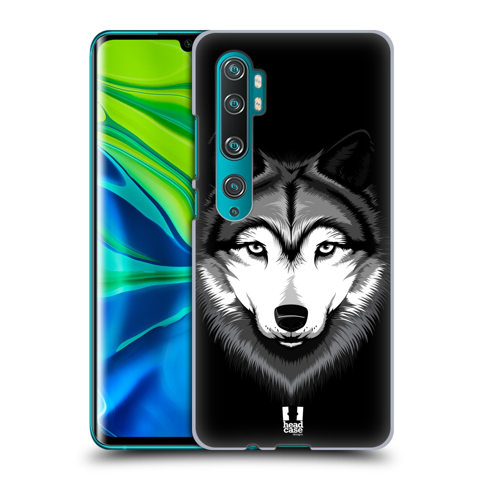 Pouzdro na mobil Xiaomi Mi Note 10 / Mi Note 10 PRO - HEAD CASE - vzor Zvíře kreslená tvář 2 vlk