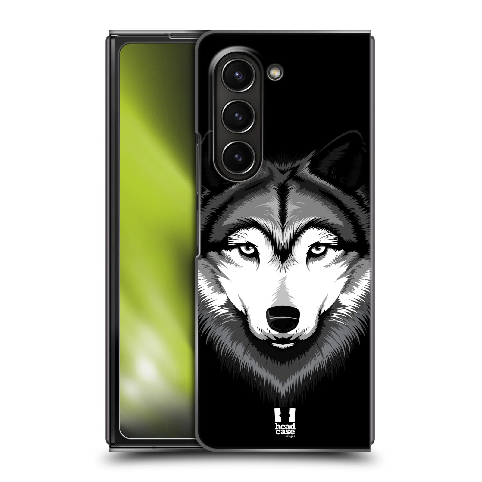Plastový obal HEAD CASE na mobil Samsung Galaxy Z Fold 5 vzor Zvíře kreslená tvář 2 vlk