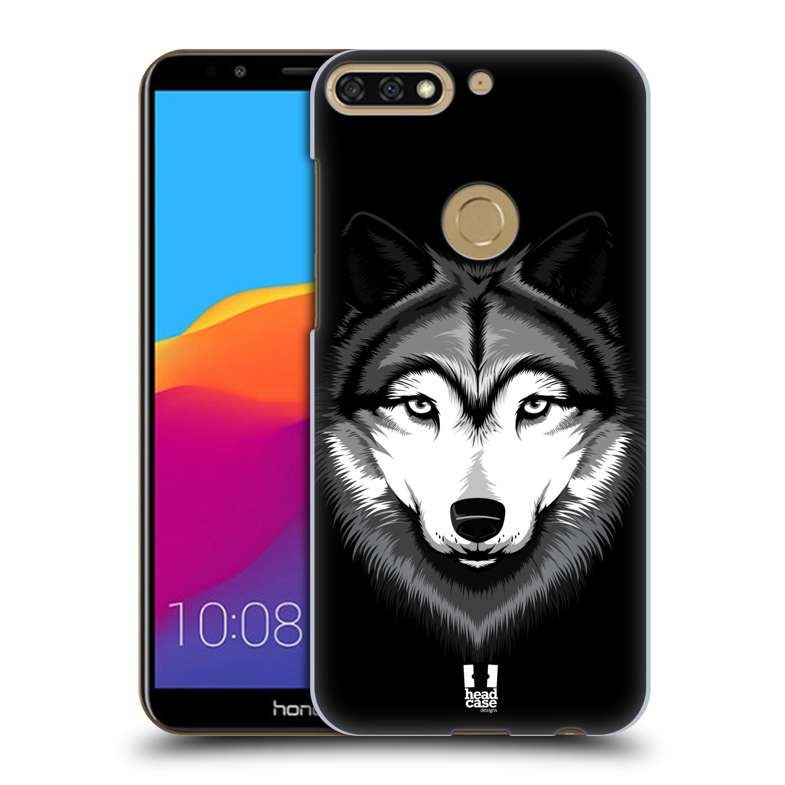 HEAD CASE plastový obal na mobil Honor 7c vzor Zvíře kreslená tvář 2 vlk