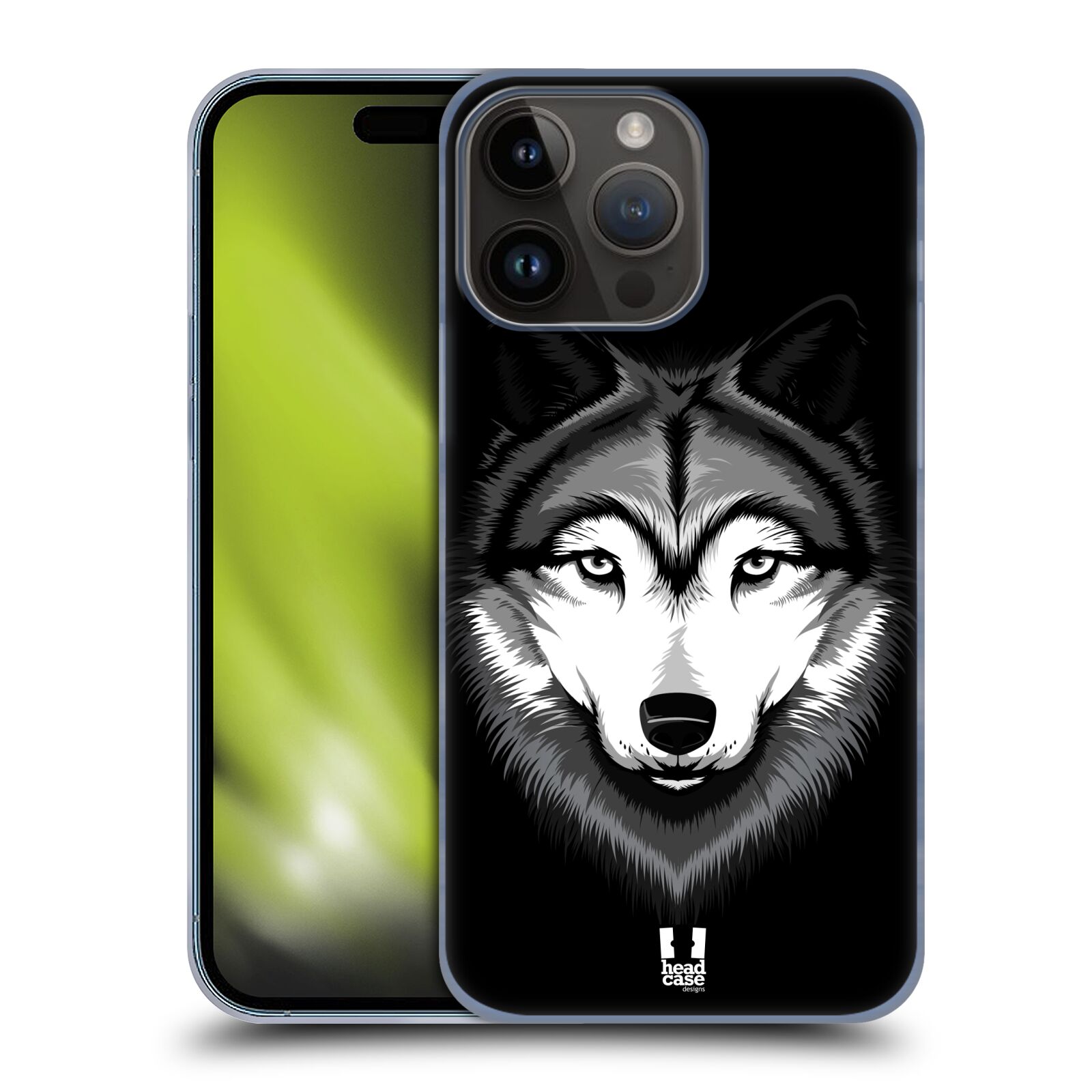 Plastový obal HEAD CASE na mobil Apple Iphone 15 PRO MAX vzor Zvíře kreslená tvář 2 vlk