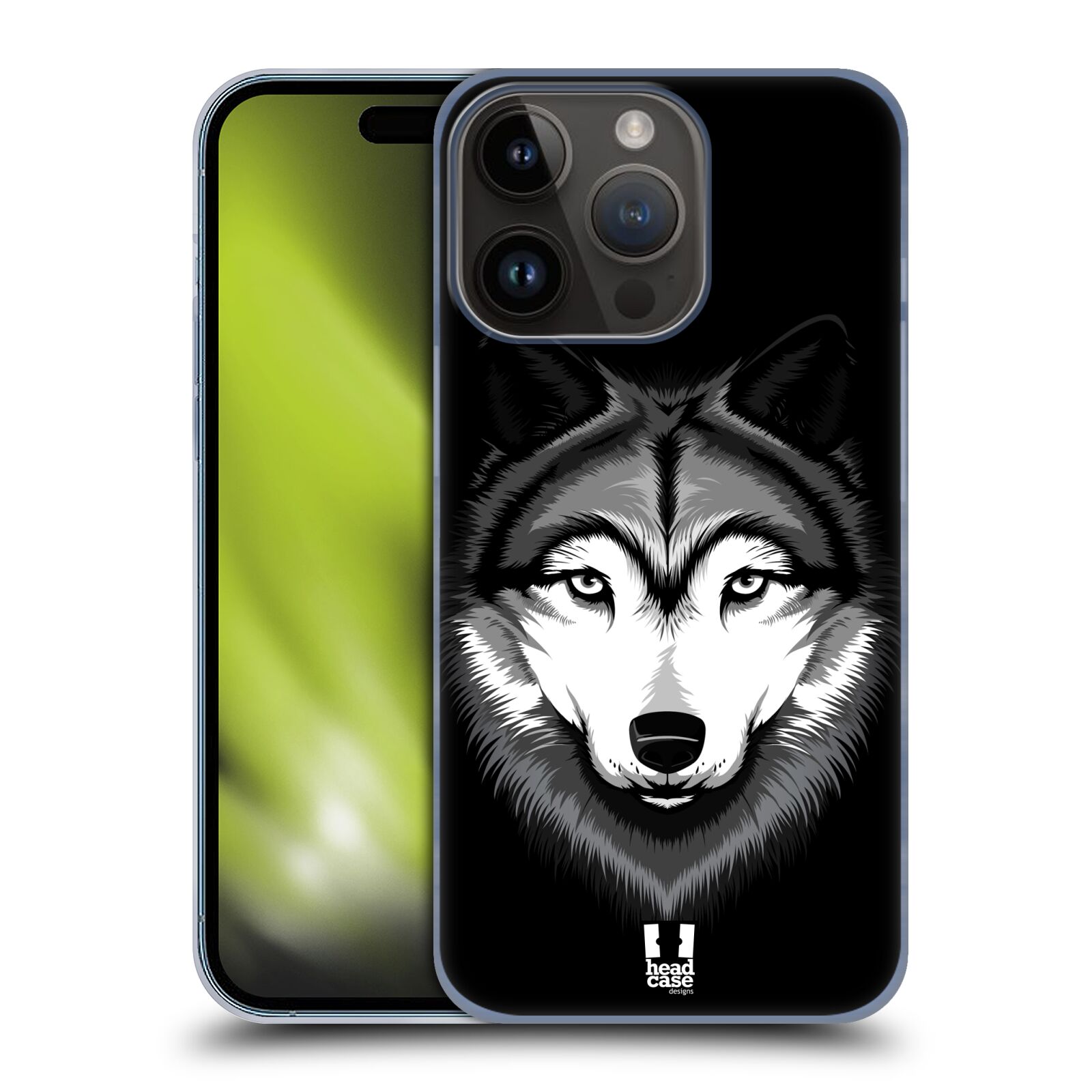 Plastový obal HEAD CASE na mobil Apple Iphone 15 Pro vzor Zvíře kreslená tvář 2 vlk