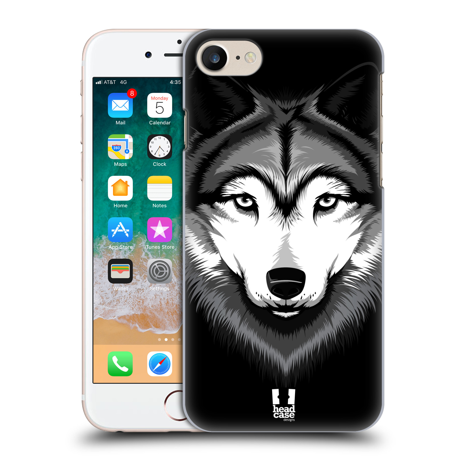 Plastové pouzdro pro mobil Apple Iphone 7/8/SE 2020 vzor Zvíře kreslená tvář 2 vlk