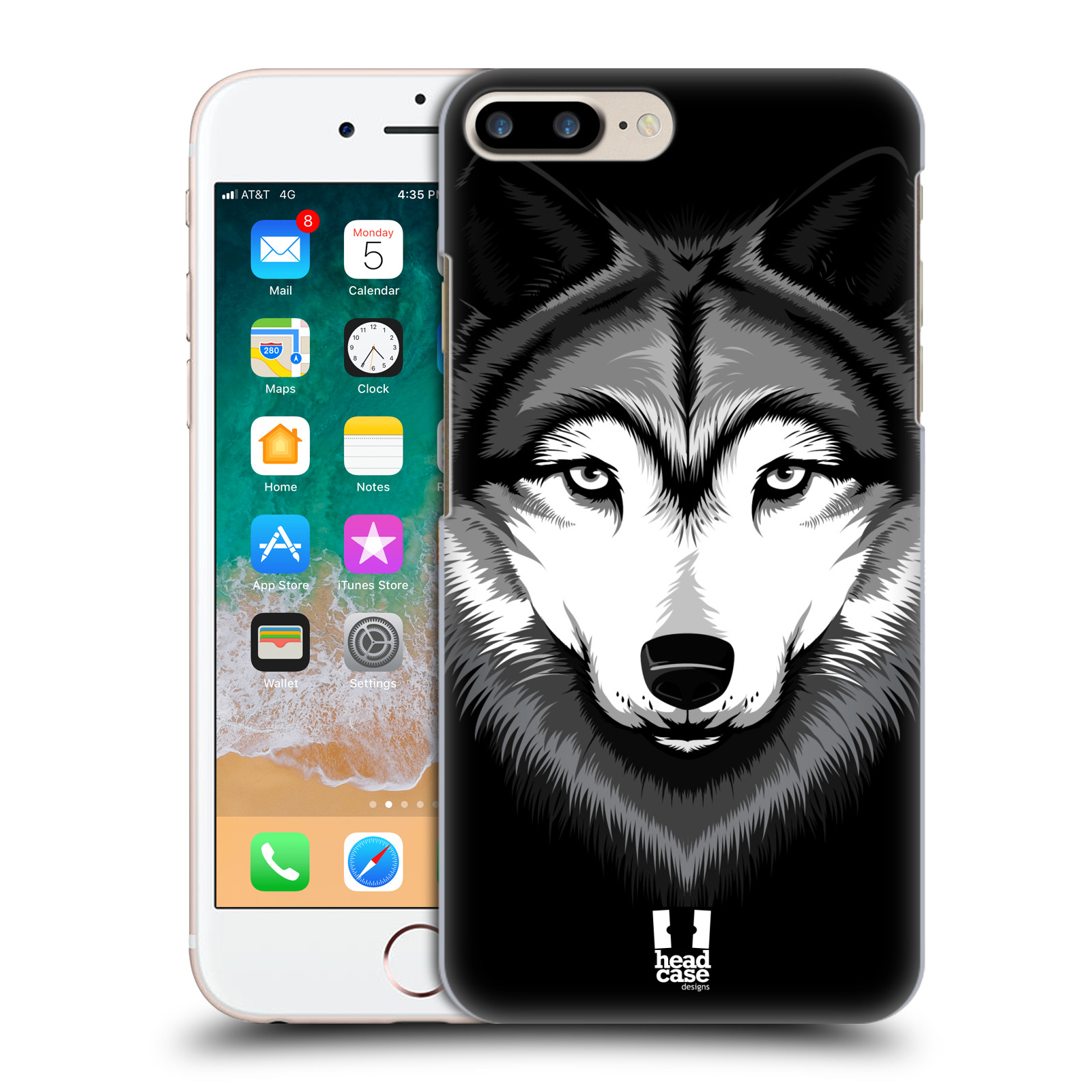 Plastové pouzdro pro mobil Apple Iphone 8 PLUS vzor Zvíře kreslená tvář 2 vlk