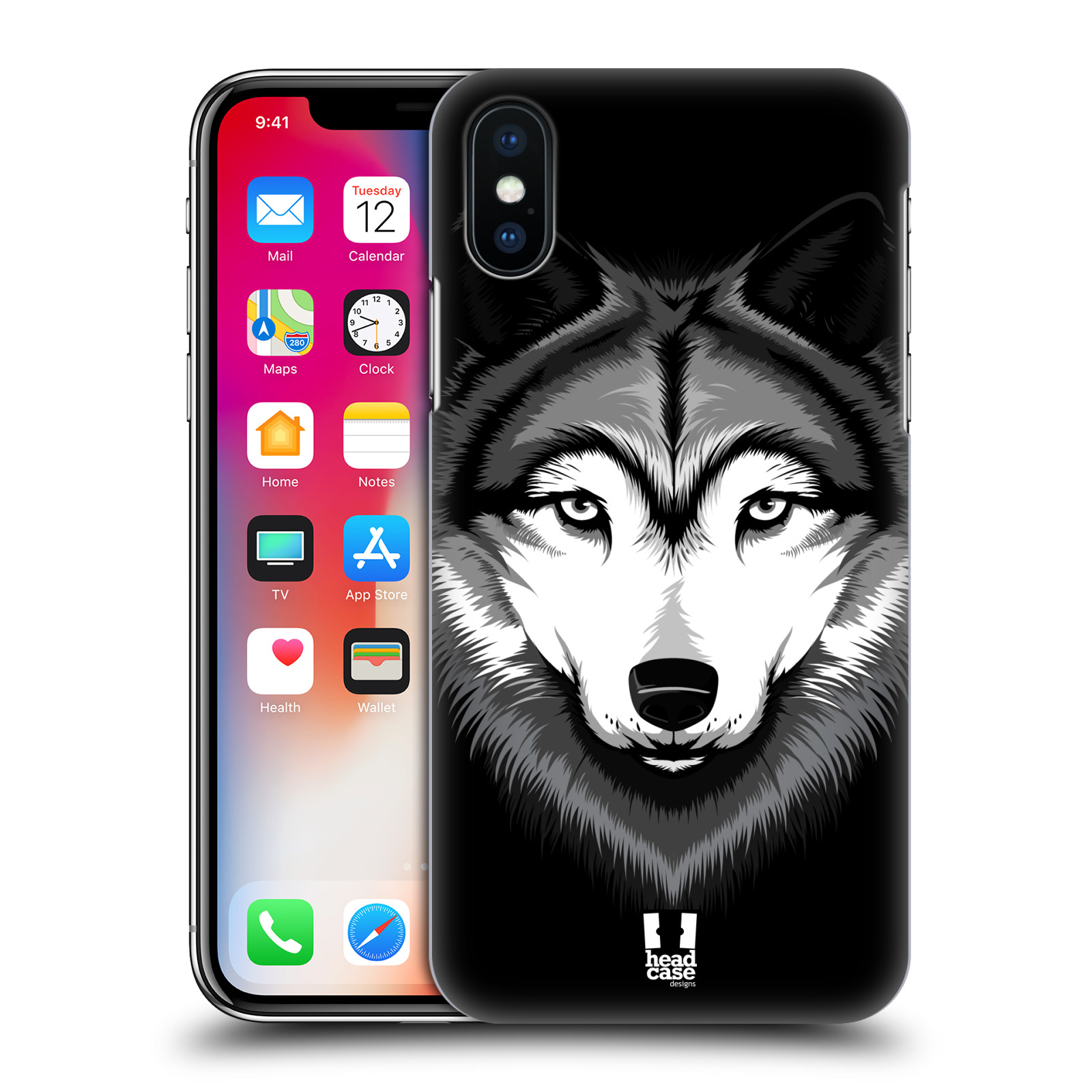 HEAD CASE plastový obal na mobil Apple Iphone X / XS vzor Zvíře kreslená tvář 2 vlk