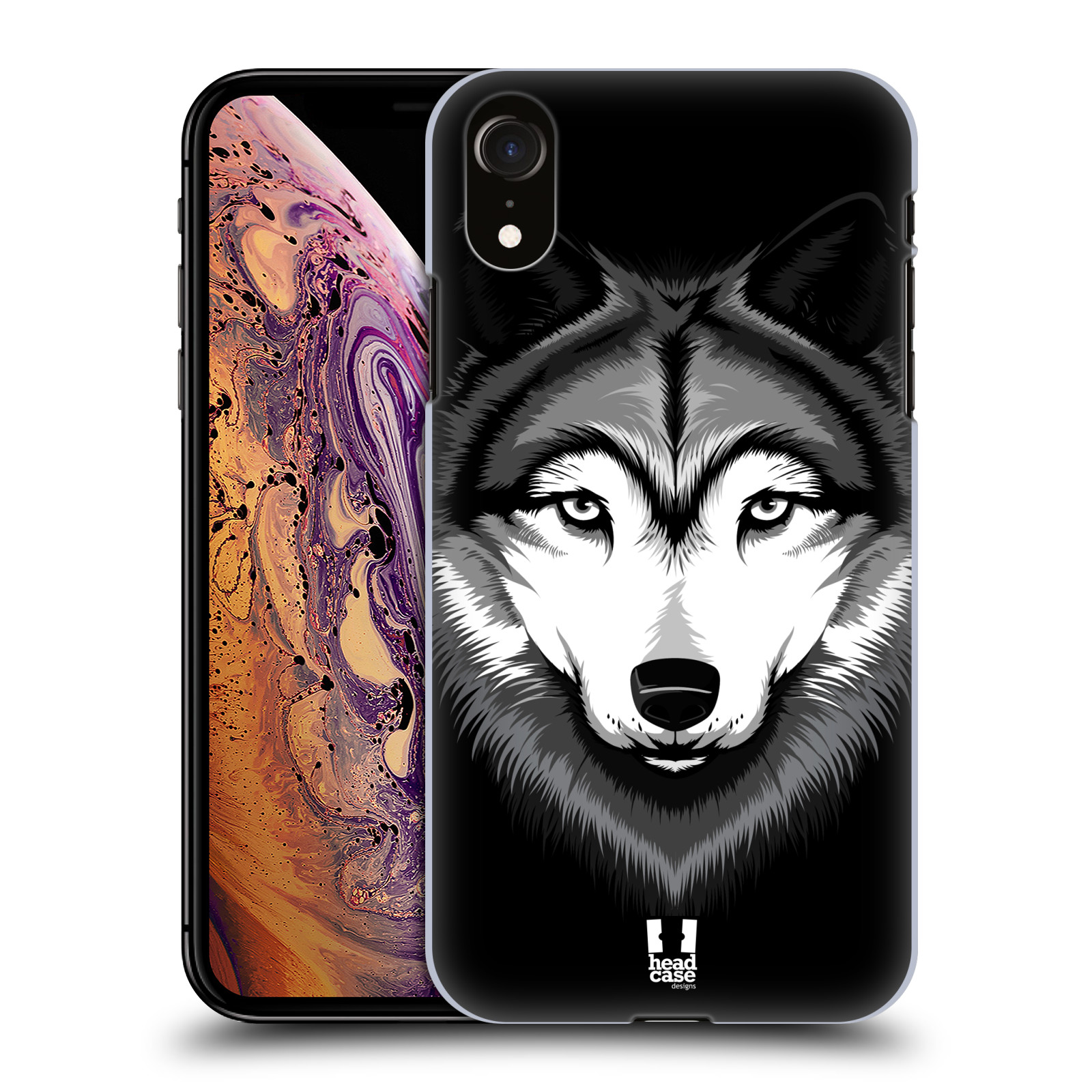 HEAD CASE plastový obal na mobil Apple Iphone XR vzor Zvíře kreslená tvář 2 vlk