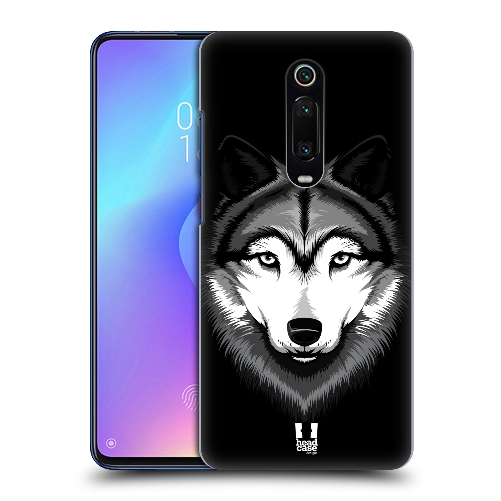 Pouzdro na mobil Xiaomi Mi 9T PRO - HEAD CASE - vzor Zvíře kreslená tvář 2 vlk