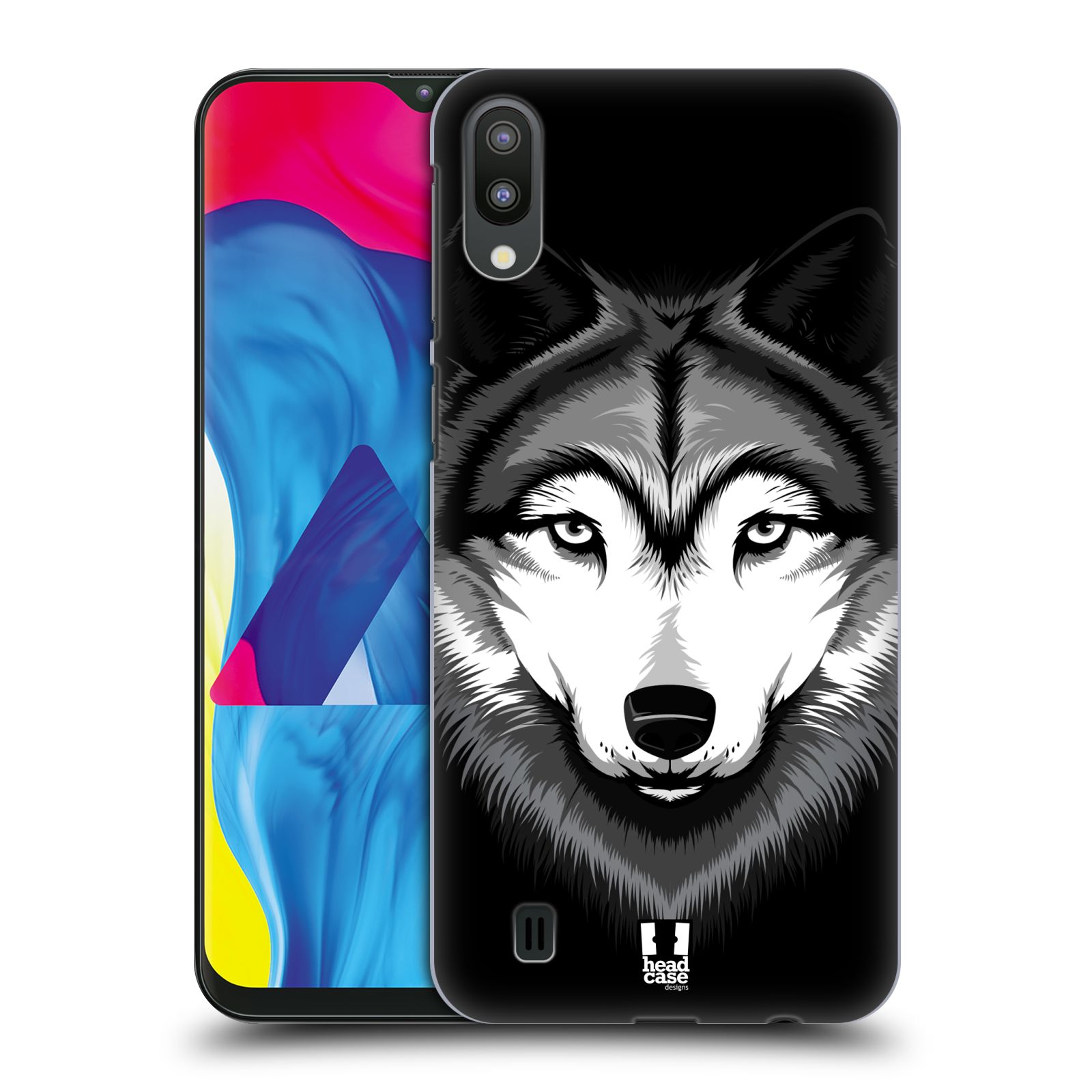 Plastový obal HEAD CASE na mobil Samsung Galaxy M10 vzor Zvíře kreslená tvář 2 vlk