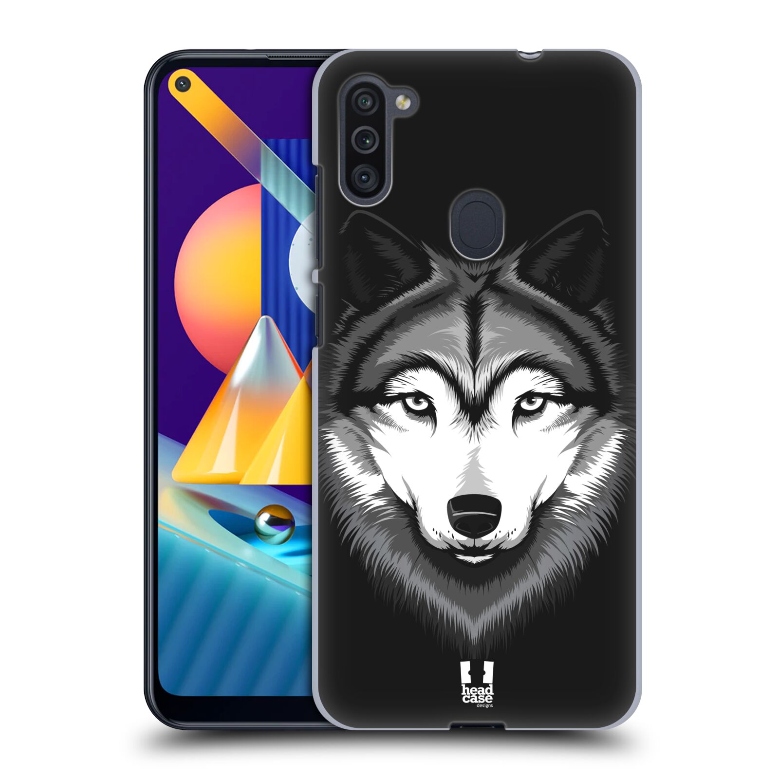 Plastový obal HEAD CASE na mobil Samsung Galaxy M11 vzor Zvíře kreslená tvář 2 vlk