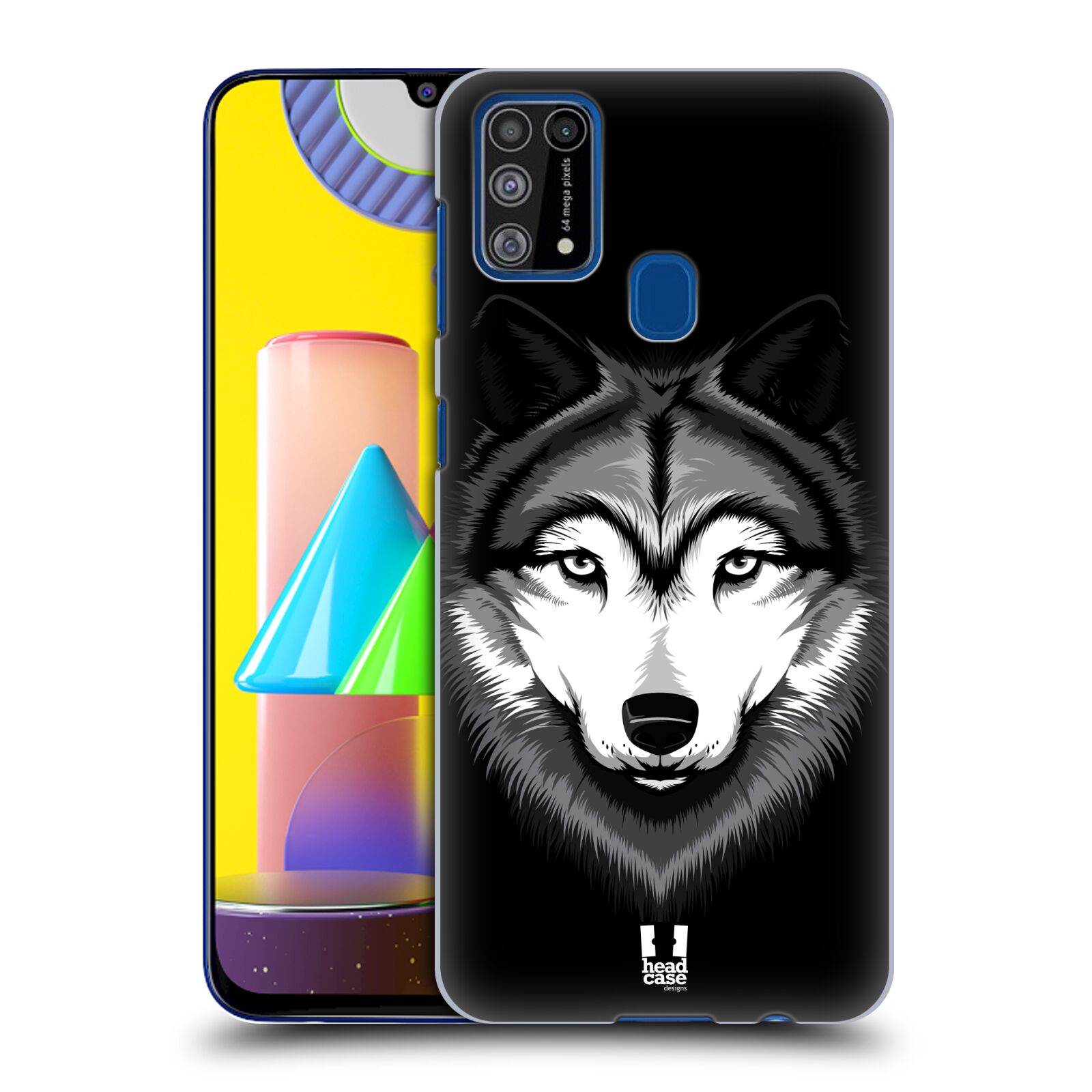 Plastový obal HEAD CASE na mobil Samsung Galaxy M31 vzor Zvíře kreslená tvář 2 vlk