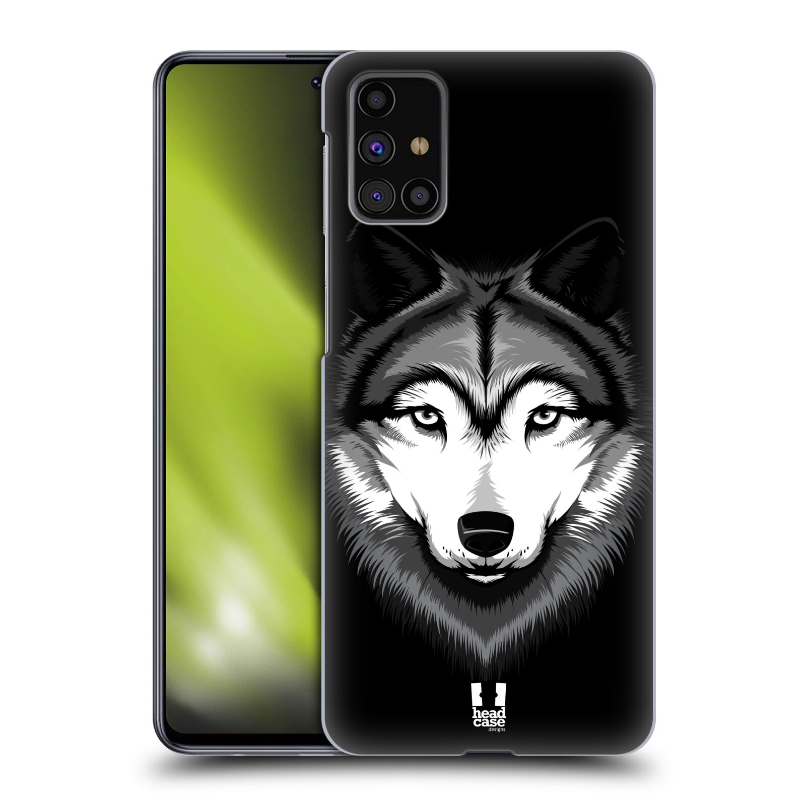 Plastový obal HEAD CASE na mobil Samsung Galaxy M31s vzor Zvíře kreslená tvář 2 vlk