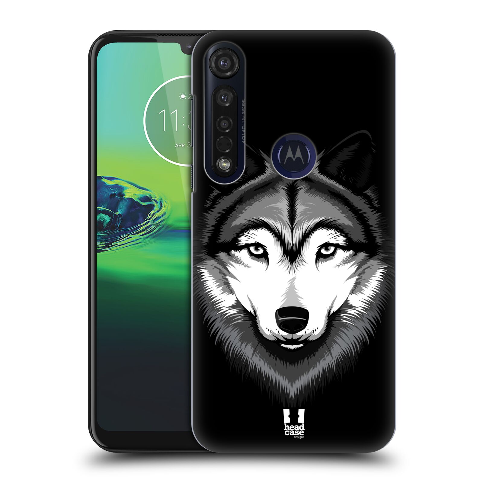 Pouzdro na mobil Motorola Moto G8 PLUS - HEAD CASE - vzor Zvíře kreslená tvář 2 vlk