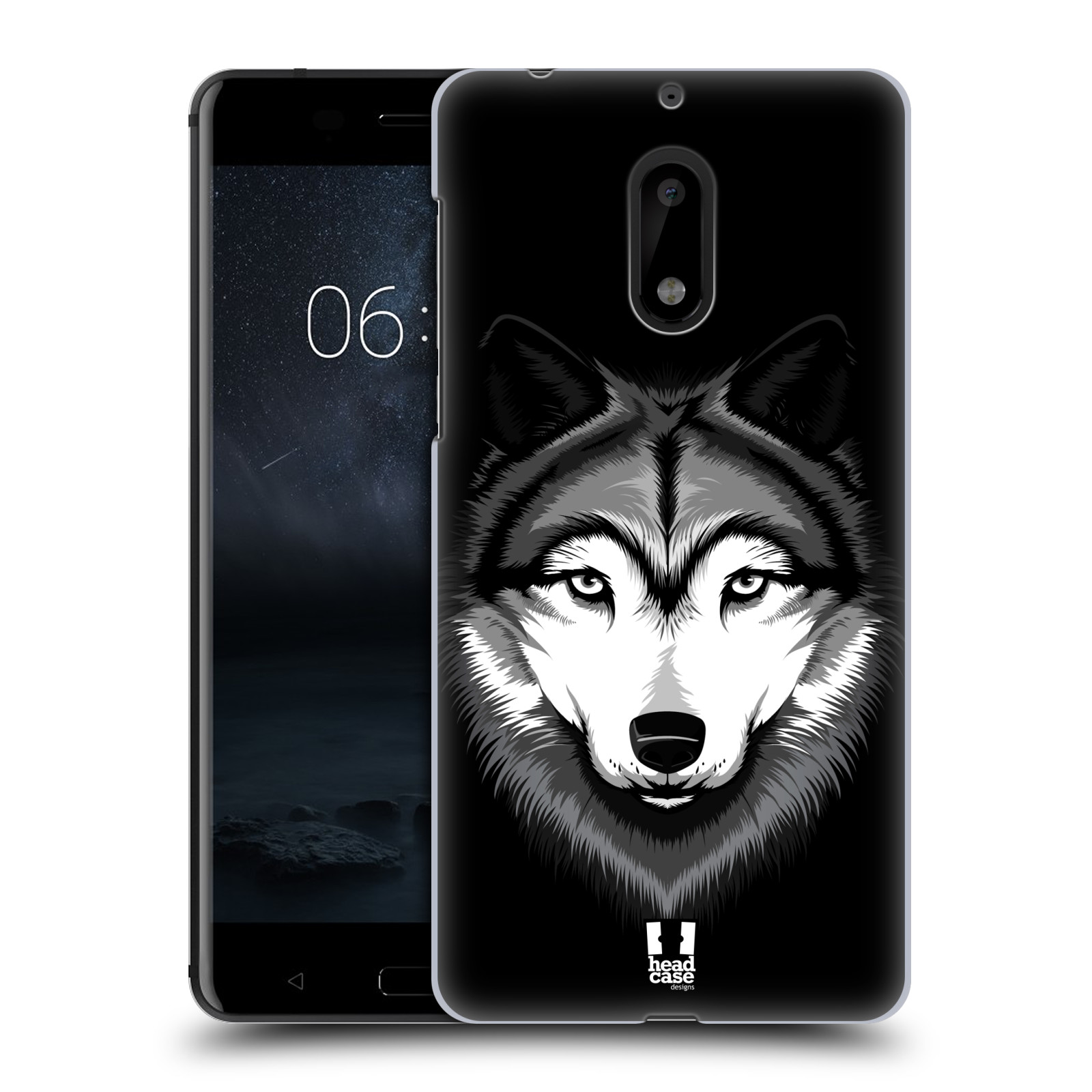 HEAD CASE plastový obal na mobil Nokia 6 vzor Zvíře kreslená tvář 2 vlk