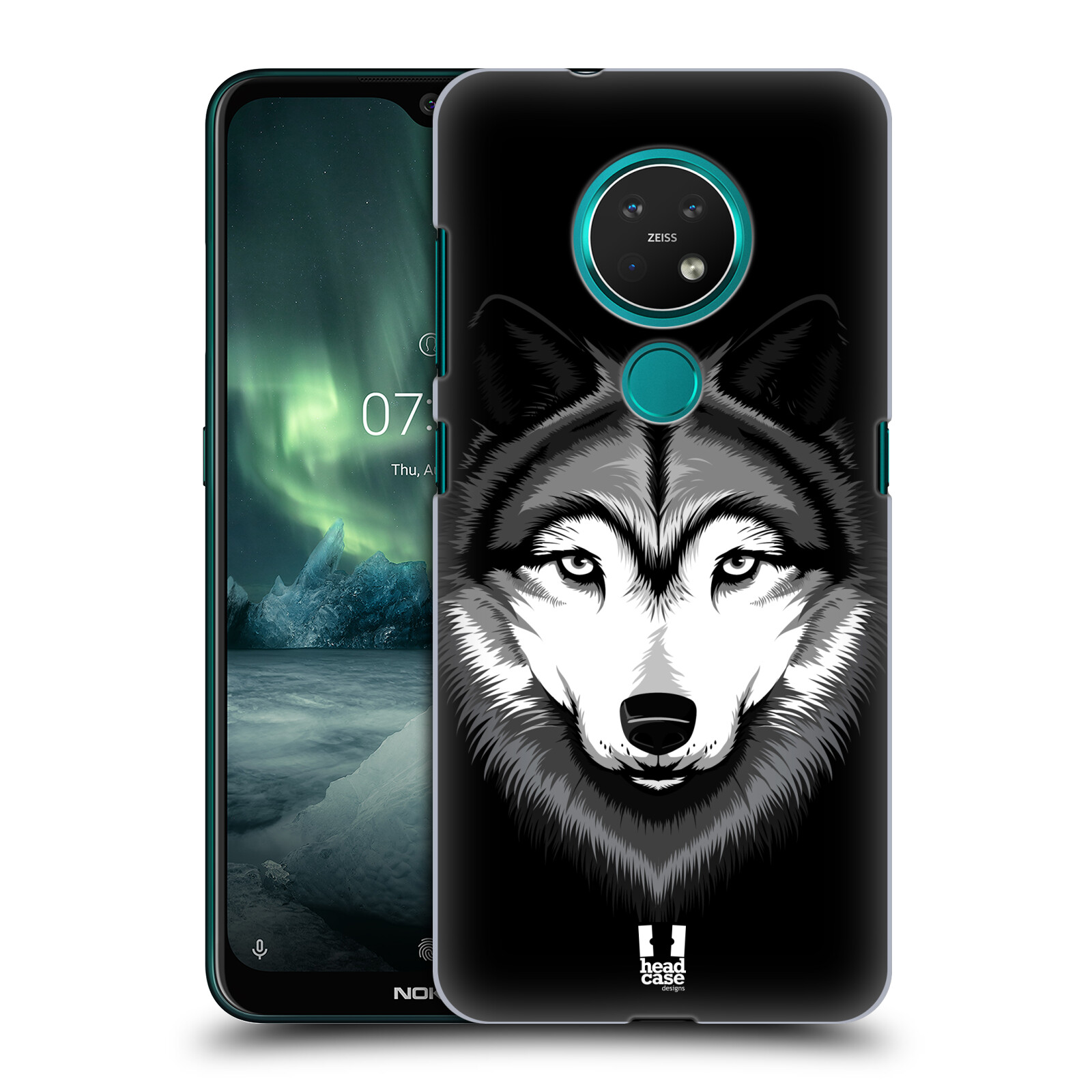 Pouzdro na mobil NOKIA 7.2 - HEAD CASE - vzor Zvíře kreslená tvář 2 vlk