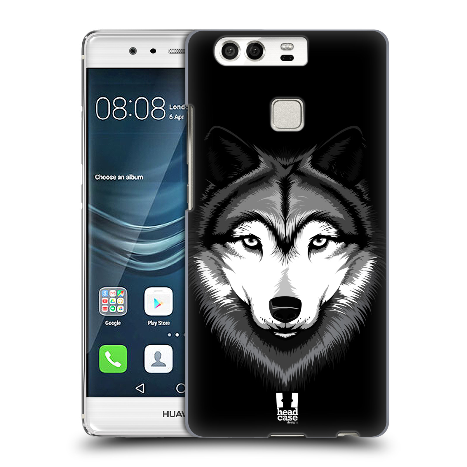 HEAD CASE plastový obal na mobil Huawei P9 / P9 DUAL SIM vzor Zvíře kreslená tvář 2 vlk