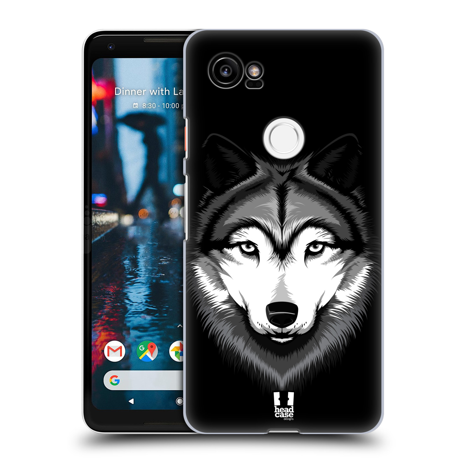 HEAD CASE plastový obal na mobil Google Pixel 2 XL vzor Zvíře kreslená tvář 2 vlk