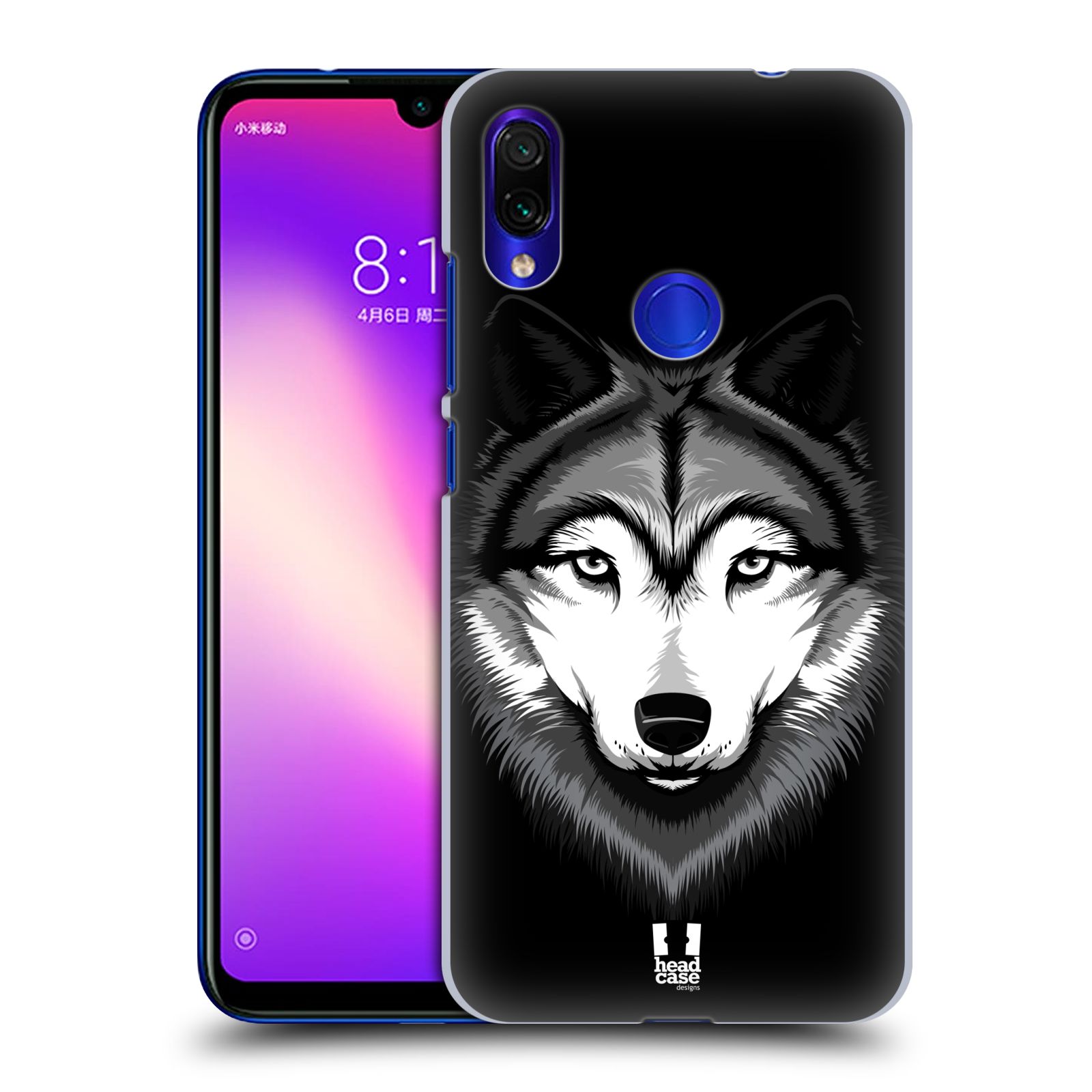 Pouzdro na mobil Xiaomi Redmi Note 7 - Head Case - vzor Zvíře kreslená tvář 2 vlk
