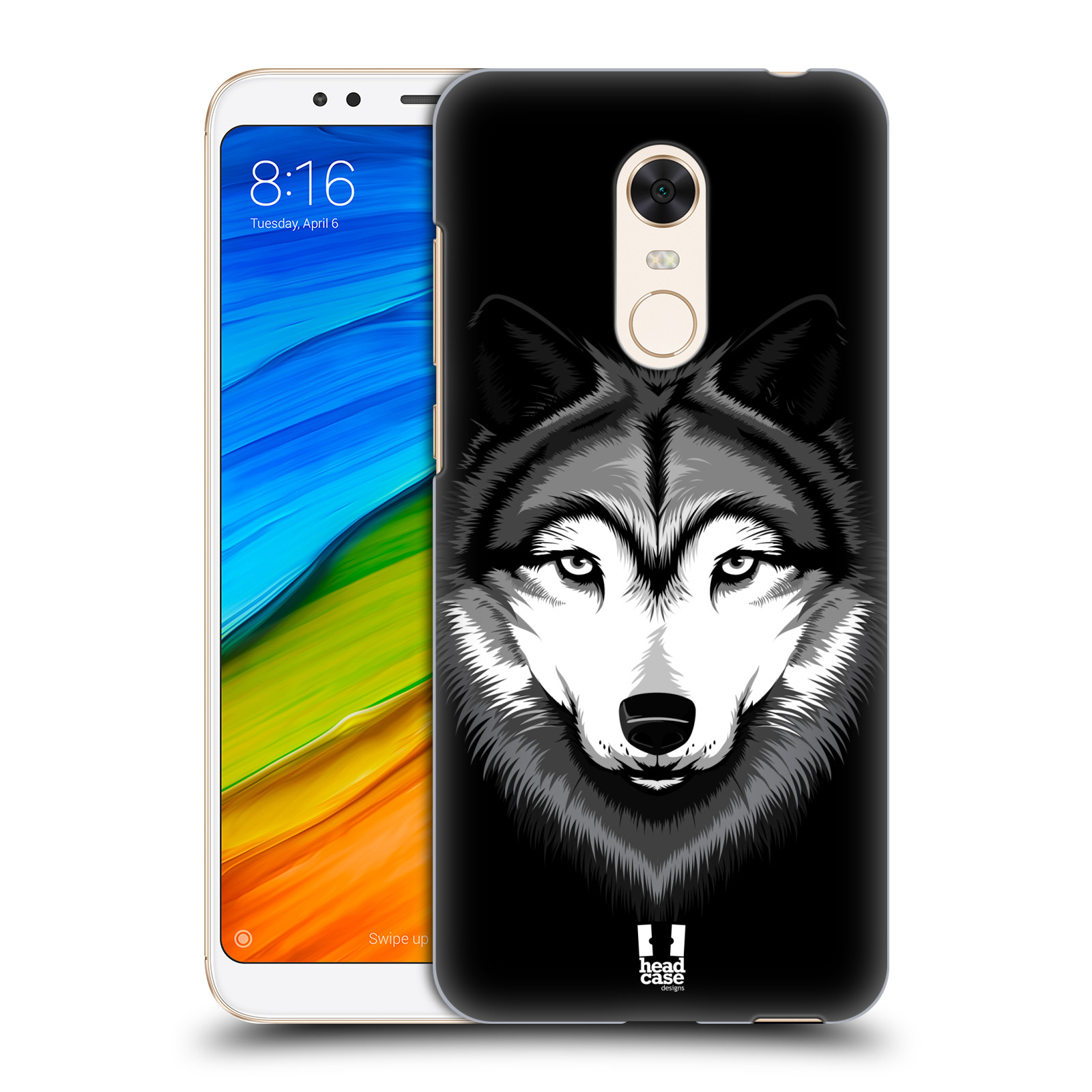 HEAD CASE plastový obal na mobil Xiaomi Redmi 5 PLUS vzor Zvíře kreslená tvář 2 vlk