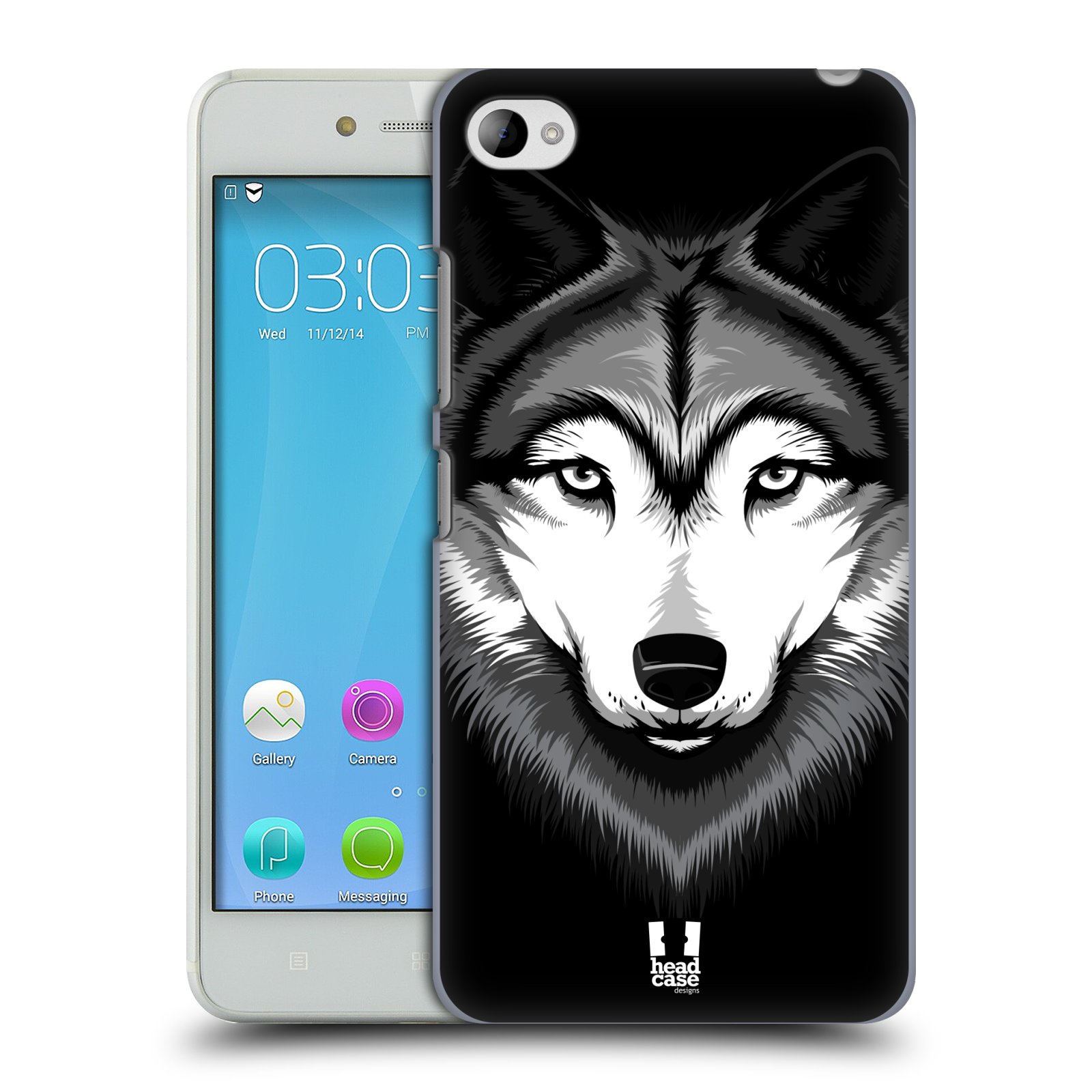 HEAD CASE pevný plastový obal na mobil LENOVO S90 vzor Zvíře kreslená tvář 2 vlk