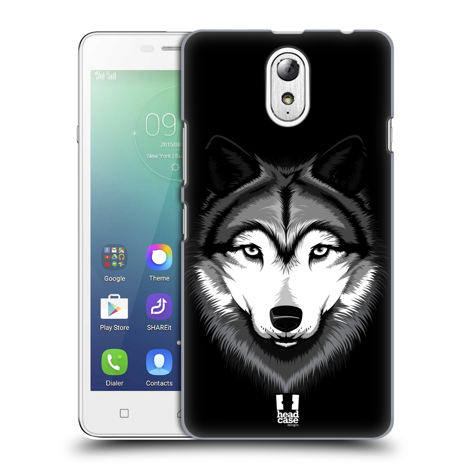 HEAD CASE pevný plastový obal na mobil LENOVO VIBE P1m / LENOVO VIBE p1m DUAL SIM vzor Zvíře kreslená tvář 2 vlk