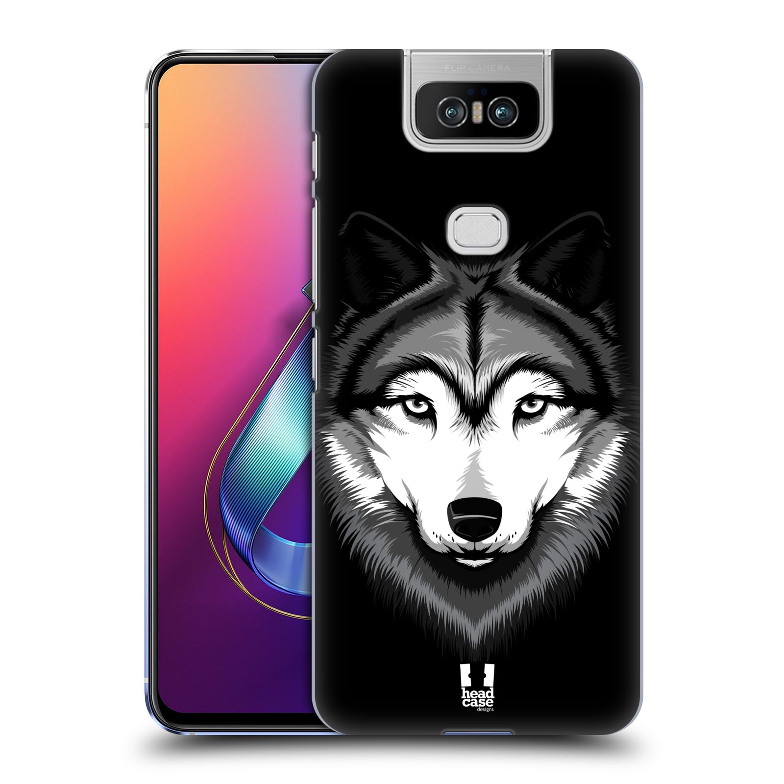 Pouzdro na mobil Asus Zenfone 6 ZS630KL - HEAD CASE - vzor Zvíře kreslená tvář 2 vlk