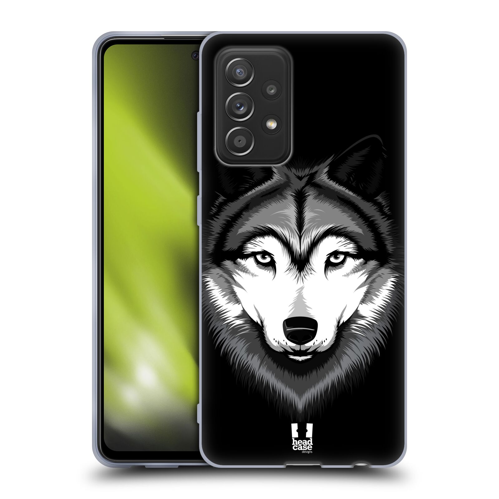 Plastový obal HEAD CASE na mobil Samsung Galaxy A52 / A52 5G / A52s 5G vzor Zvíře kreslená tvář 2 vlk