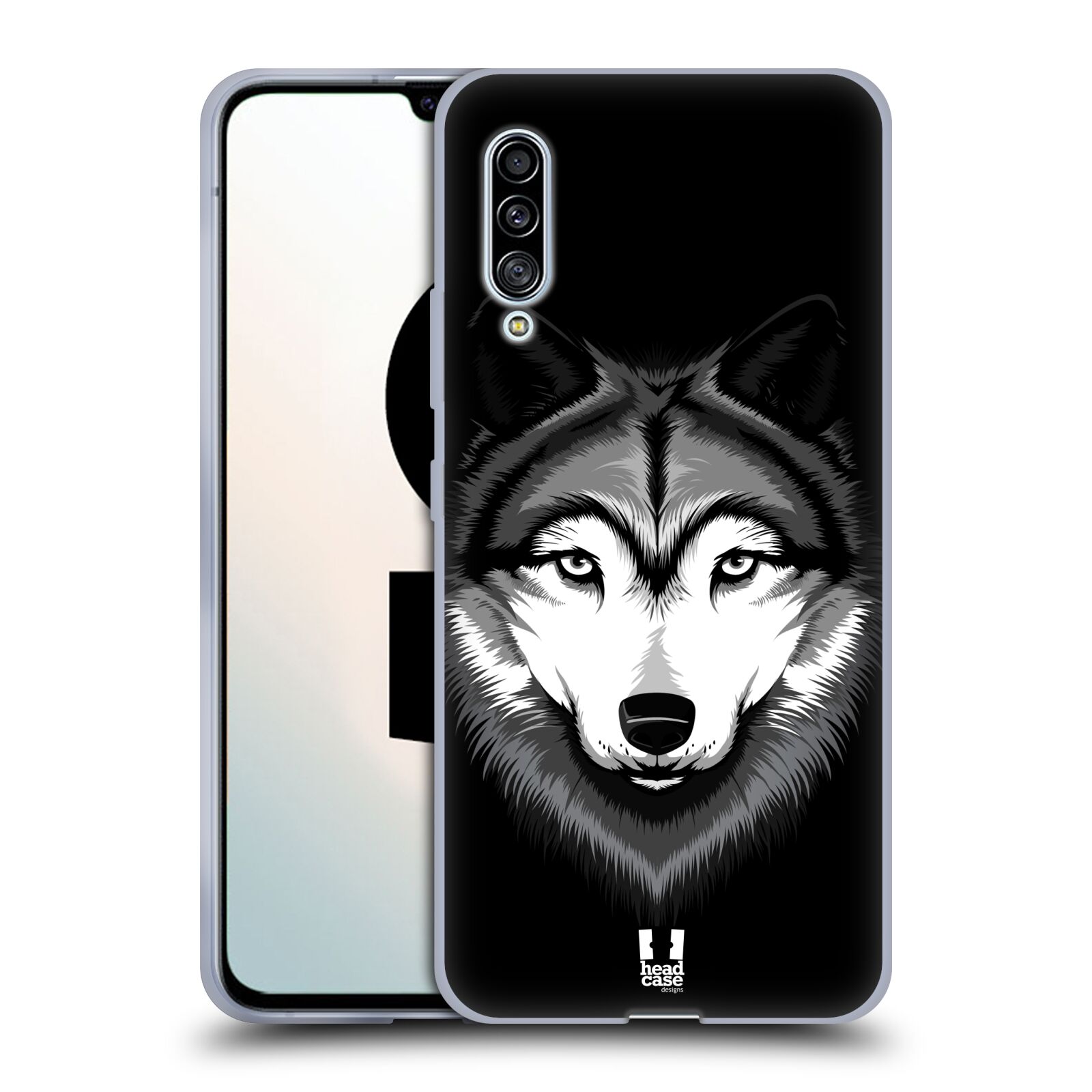 Plastový obal HEAD CASE na mobil Samsung Galaxy A90 5G vzor Zvíře kreslená tvář 2 vlk